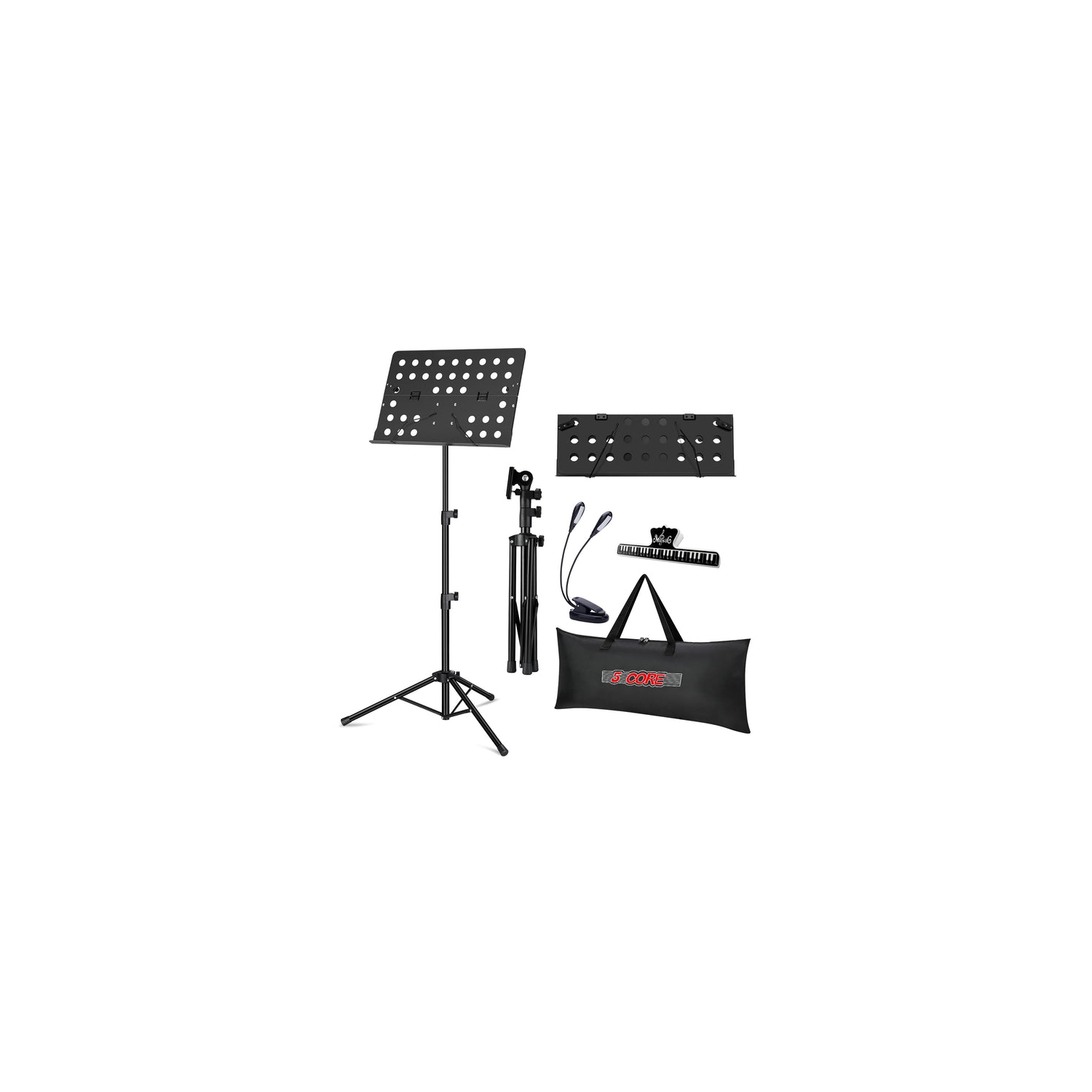 5 Core Music Stand for Sheet Music Heavy Duty Folding Portable Stands Light Weight Book Clip Holder Music Accessories And Travel Carry Bag MUS FLD HD ACC