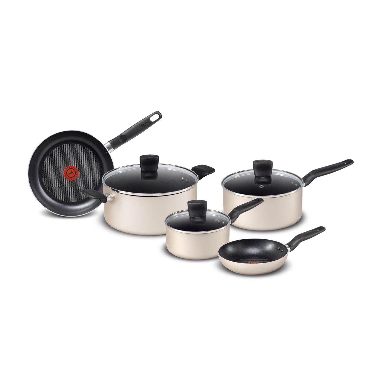 T-fal Essential 8 piece Pots and Pans Cookware Set (Gold)