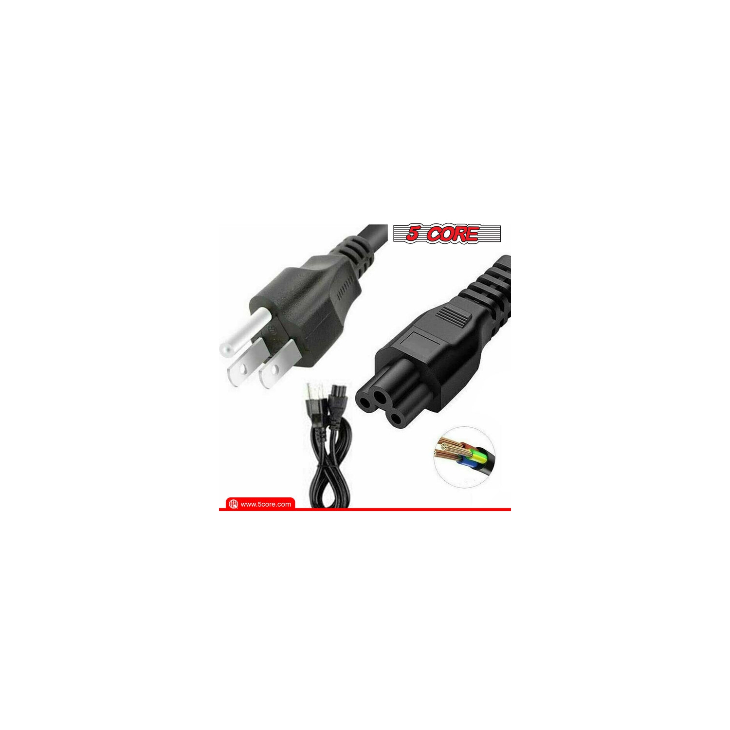 Rallonge 5 Core à 3 broches, 6 pi, durable, non polarisée, 3 broches, rallonge CA 3 broches, robuste, PL, 1001