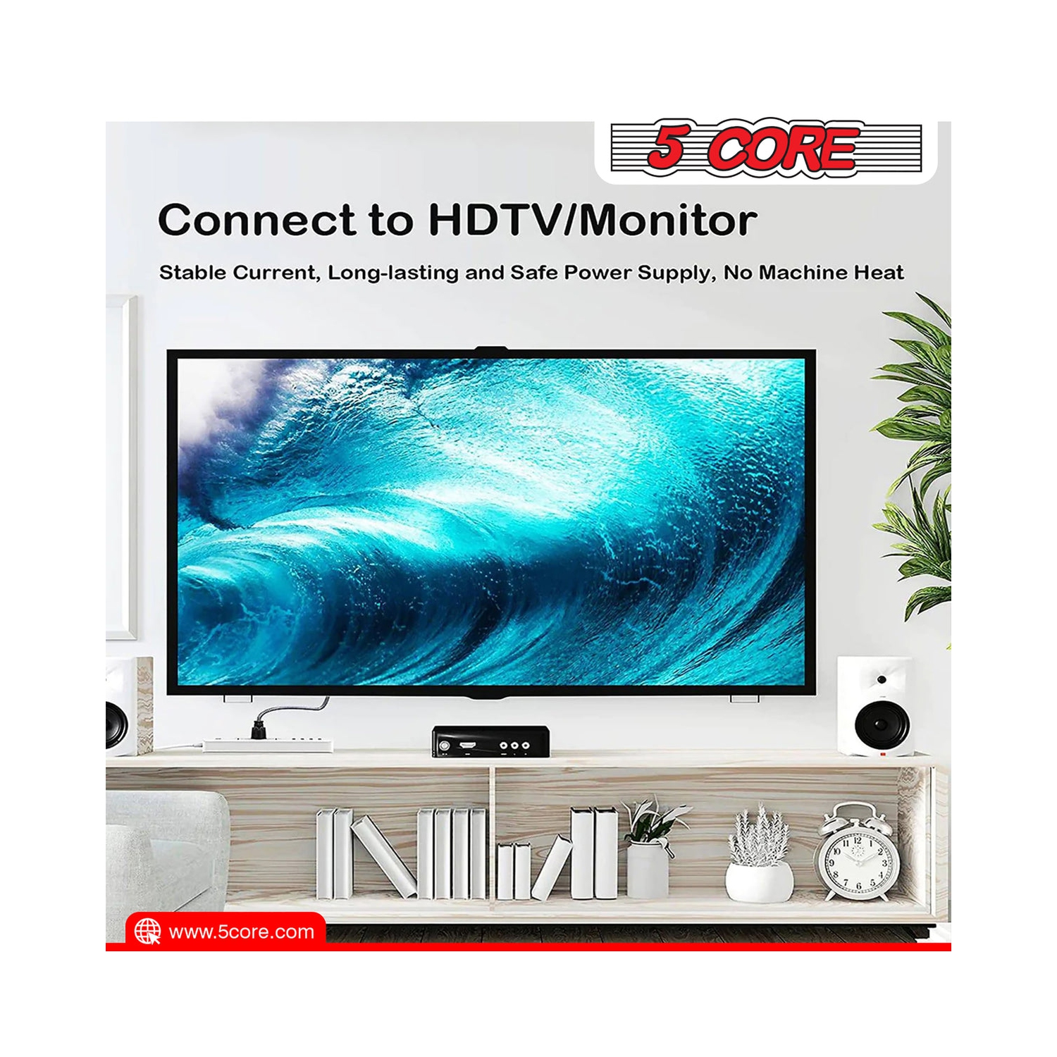 Rallonge 5 Core à 3 broches, 6 pi, durable, non polarisée, 3 broches, rallonge CA 3 broches, robuste, PL, 1001