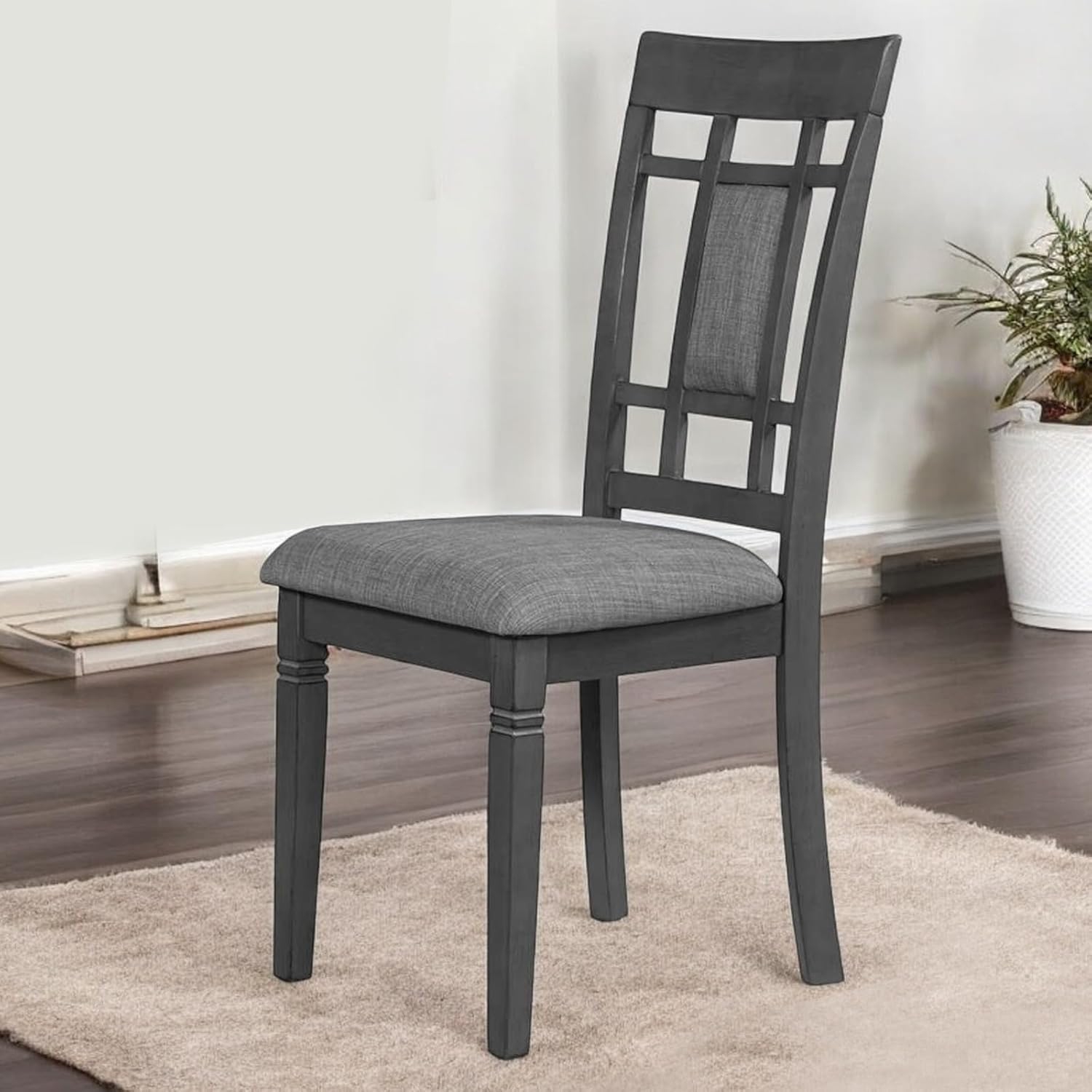 Cosmic Homes Alexia 7-Piece Classic Wooden Dining Table Set for 6, Grid Design Dining Chairs Set of 6