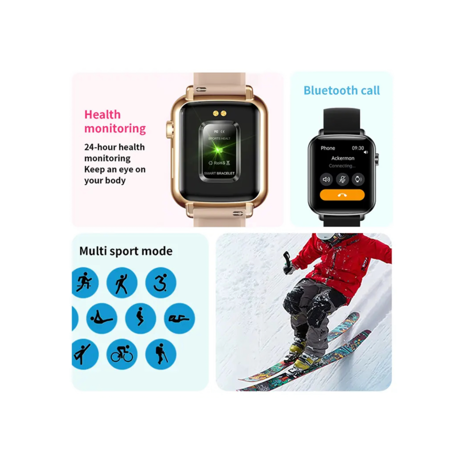 TUTT H90 Men and Women Fashion Smart Watch Reloj BT Call Fashion Design with 1.81 inch HD Screen Heart Rate Monitor Fitness and Activity Tracking.