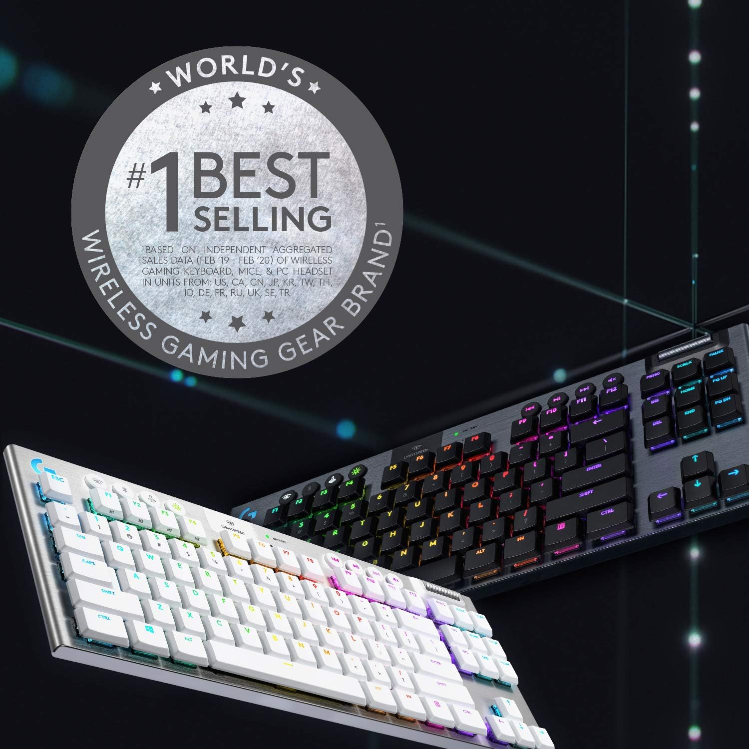 Logitech G915 TKL White Tactile Tenkeyless Lightspeed Wireless RGB Mechanical Gaming Keyboard, Low Profile Switch Options, LIGHTSYNC RGB, Advanced