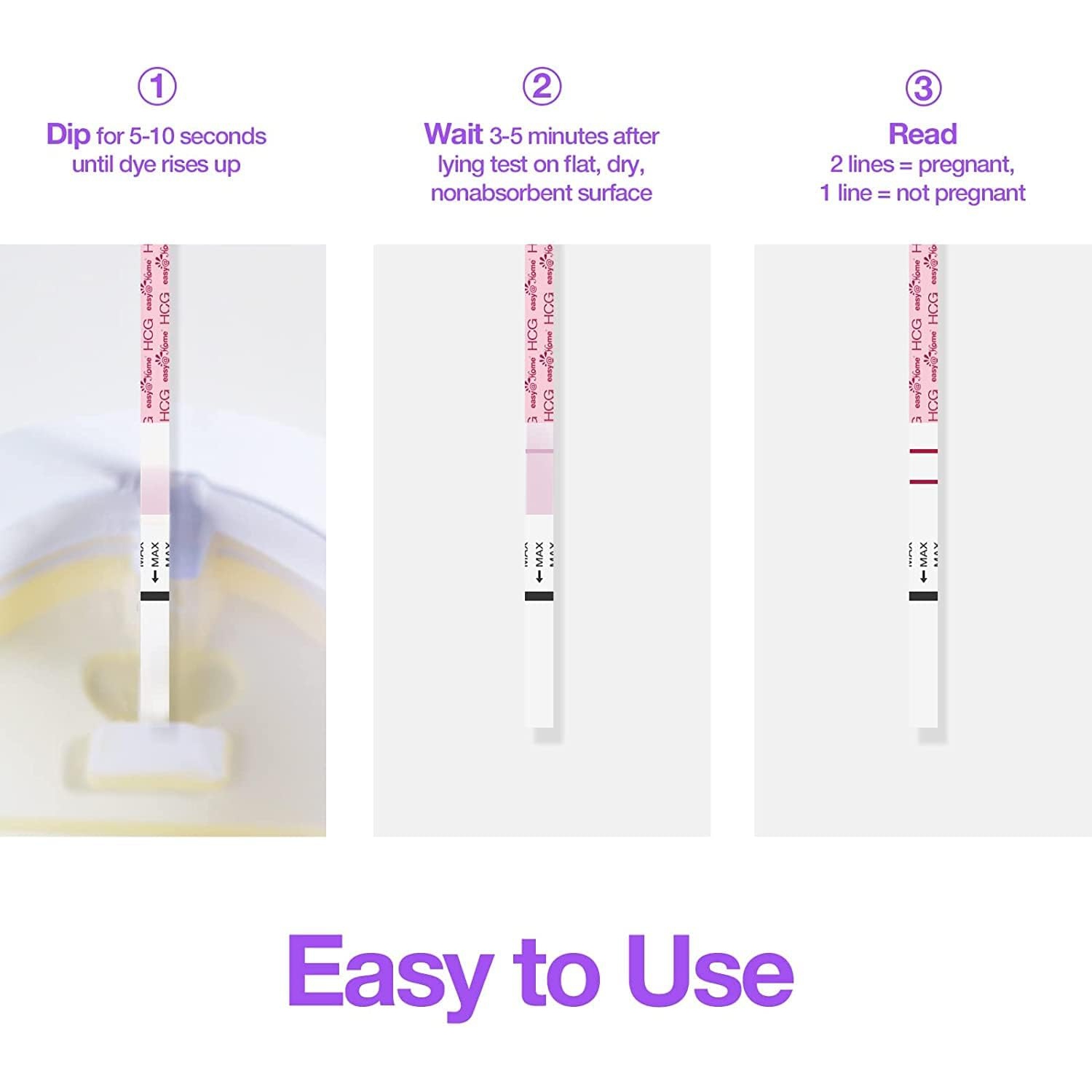 Easy@Home Pregnancy Tests 25 Pack: Early Detection Pregnancy Tests Strips - Accurate Sensitive Pregnancy Tests Bulk Easy to Use at Home Fertility