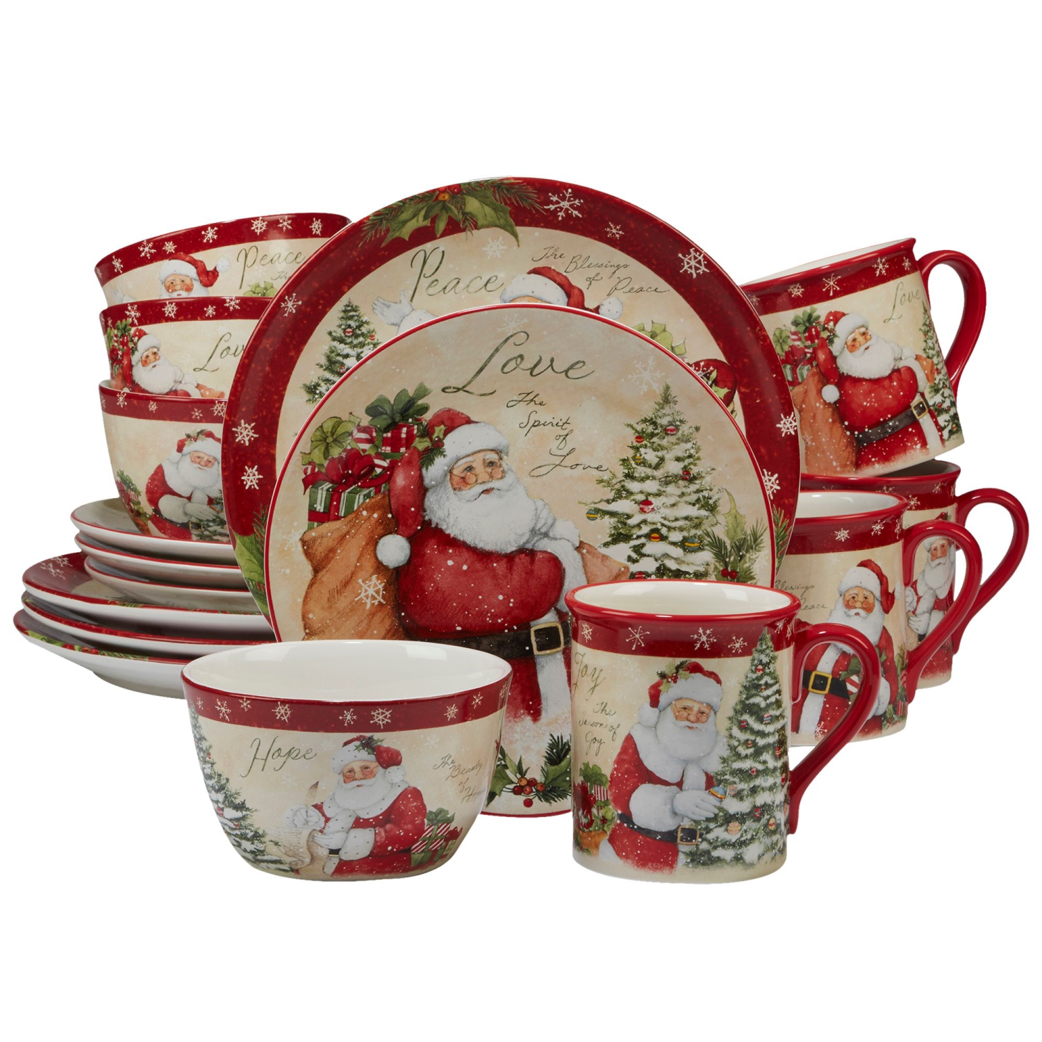 Service de vaisselle de Noël de 16 pièces pour le père Noël et les  bonhommes de neige