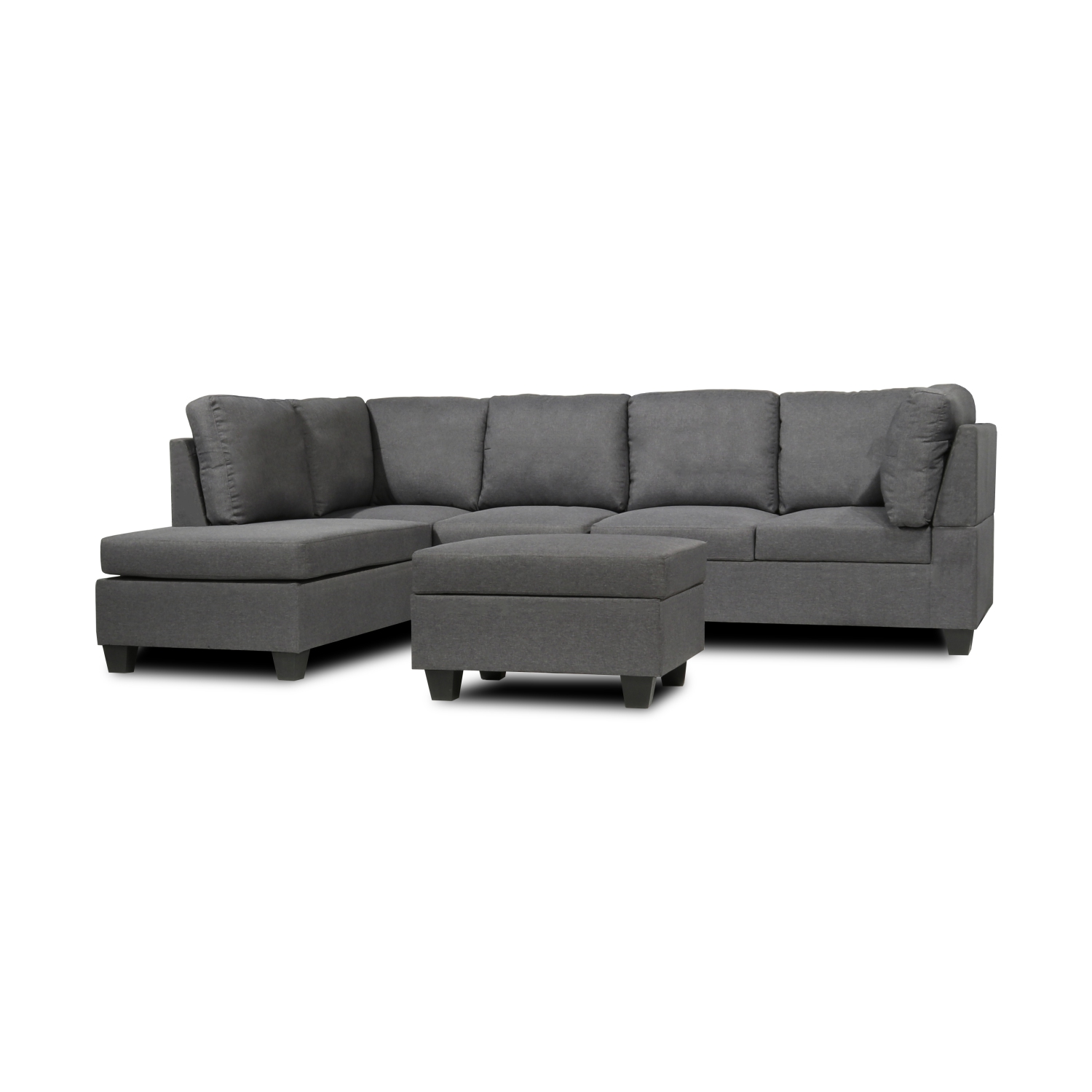 Infinite Imports - Ensemble modulaire gris Serenity avec pouf de rangement - Gris