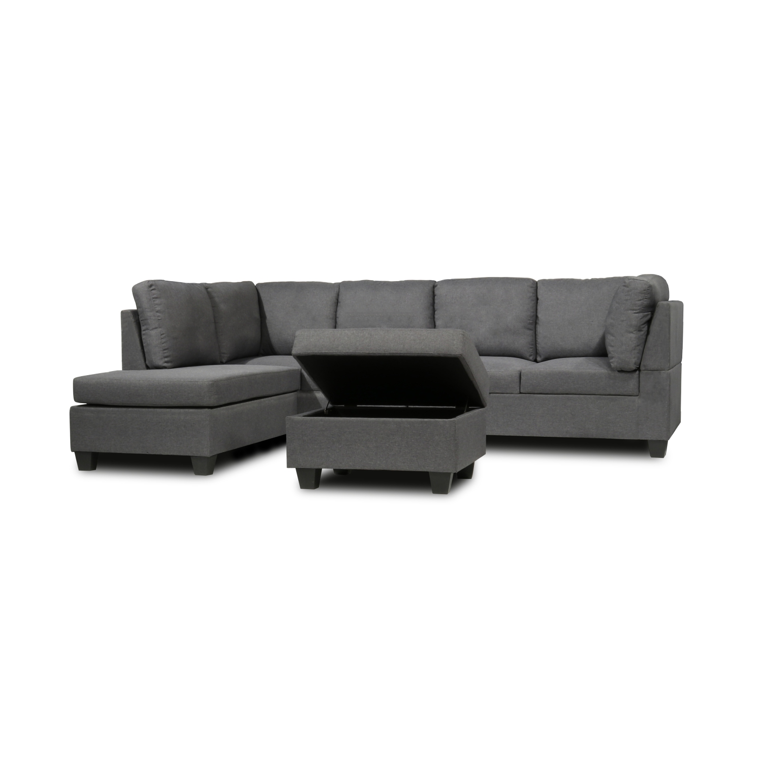 Infinite Imports - Ensemble modulaire gris Serenity avec pouf de rangement - Gris