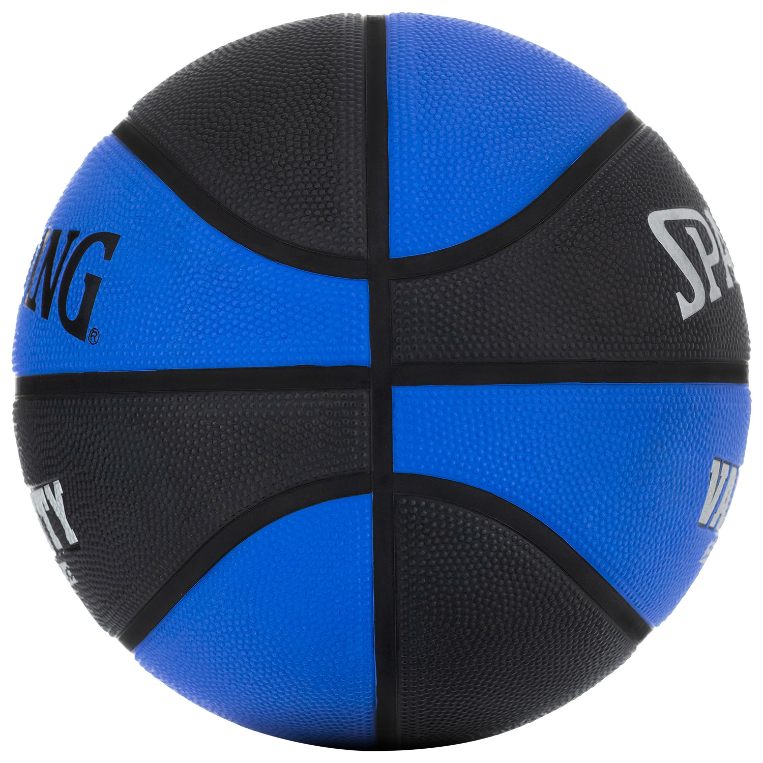 Ballon de basketball d'extérieur en caoutchouc Varsity de Spalding - Bleu/Noir