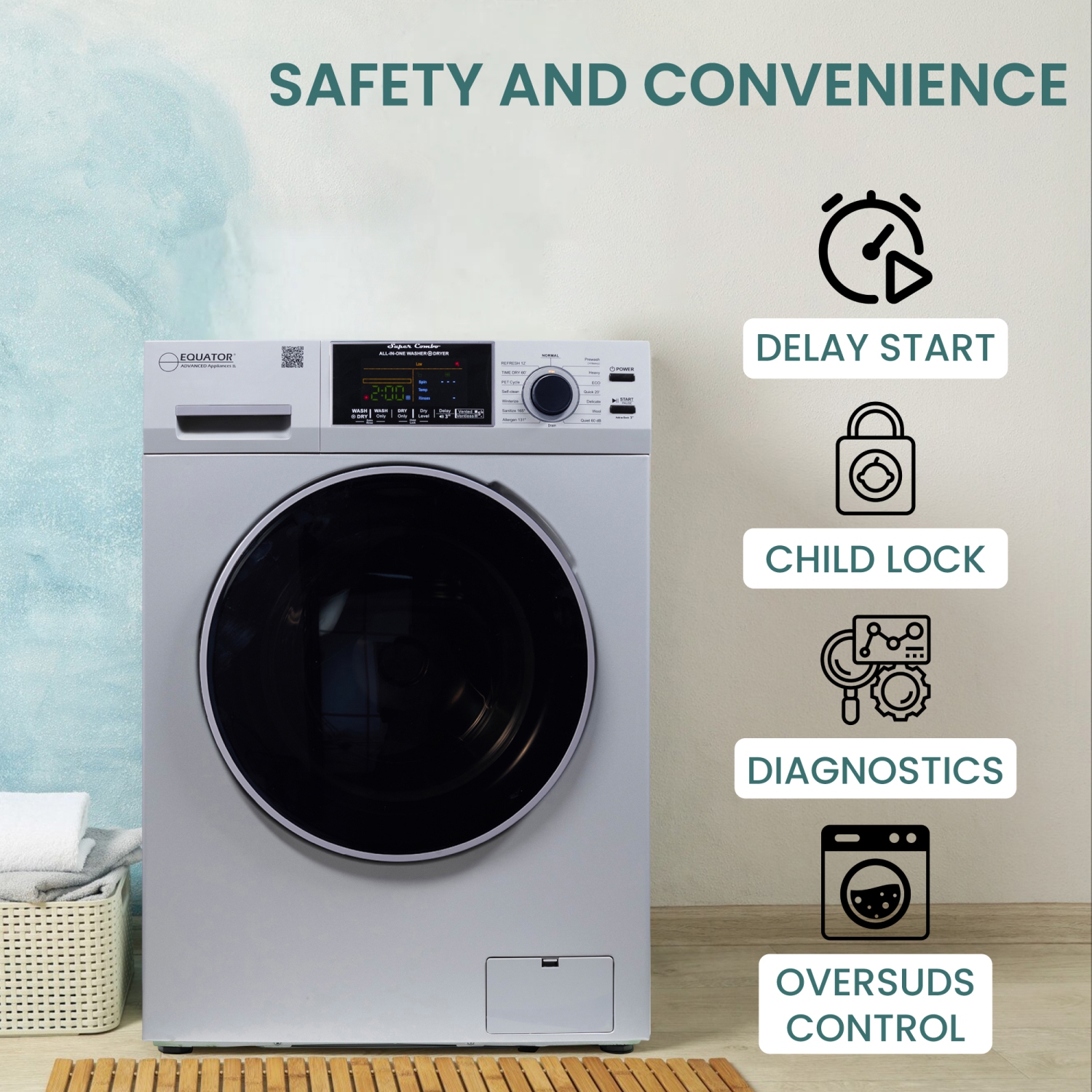 Equator All-in-One winterized Washer Dryer VENTLESS/VENTED PET cycle 1.62cf/15lbs 110V