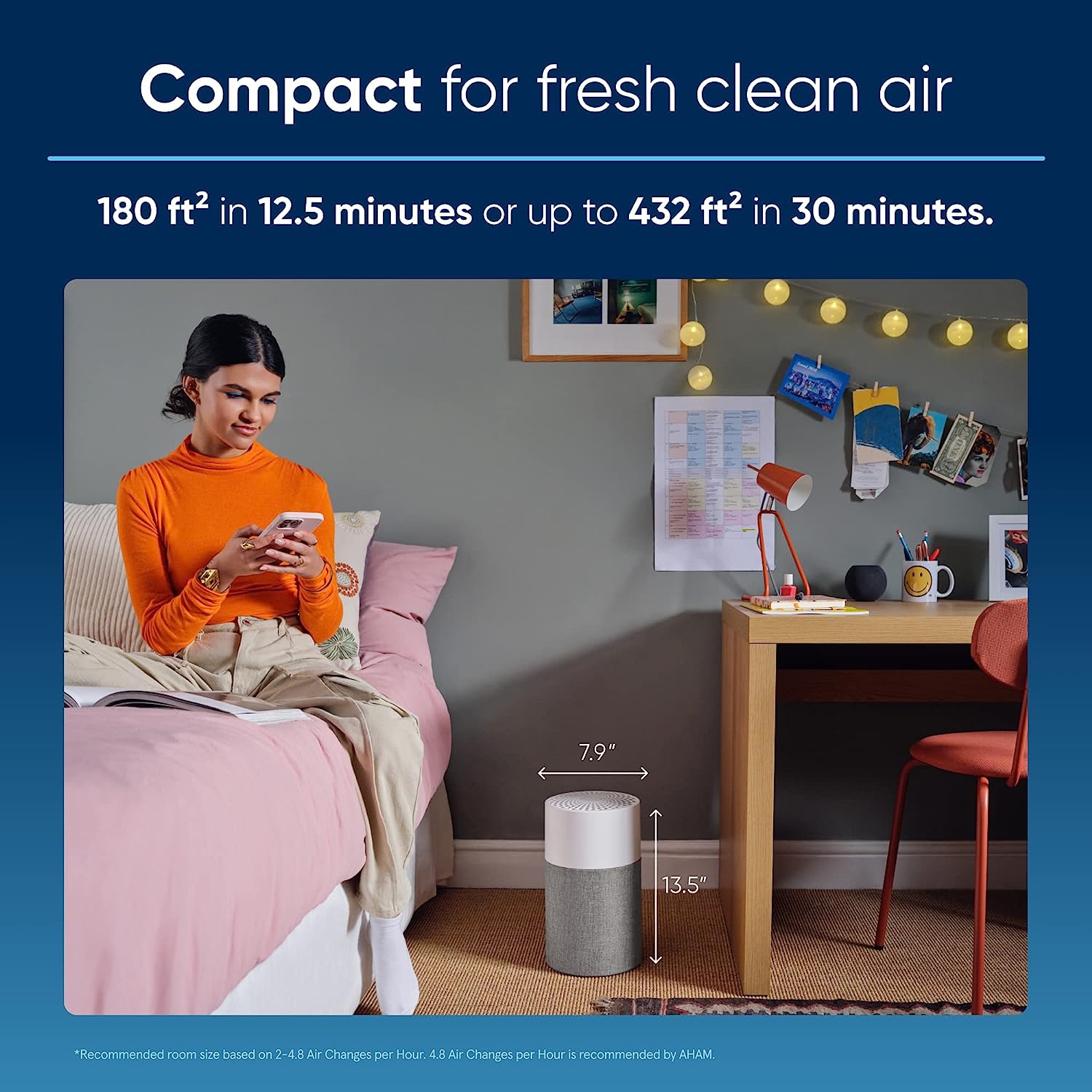 BLUEAIR Air Purifiers for Bedroom, HEPASilent Small Room Air Purifiers for Home, Pets Allergies Air Cleaner, Virus Air Purifier for Dust, Baby Air