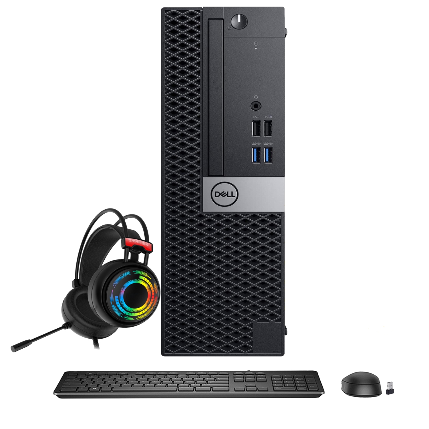 Refurbished (Excellent) - Dell Optiplex 5040 High Performance Desktop Computer Intel Core i5 6500 32GB RAM New 2TB SSD Windows 10 Pro RGB Headset New Wireless Keyboard and Mouse
