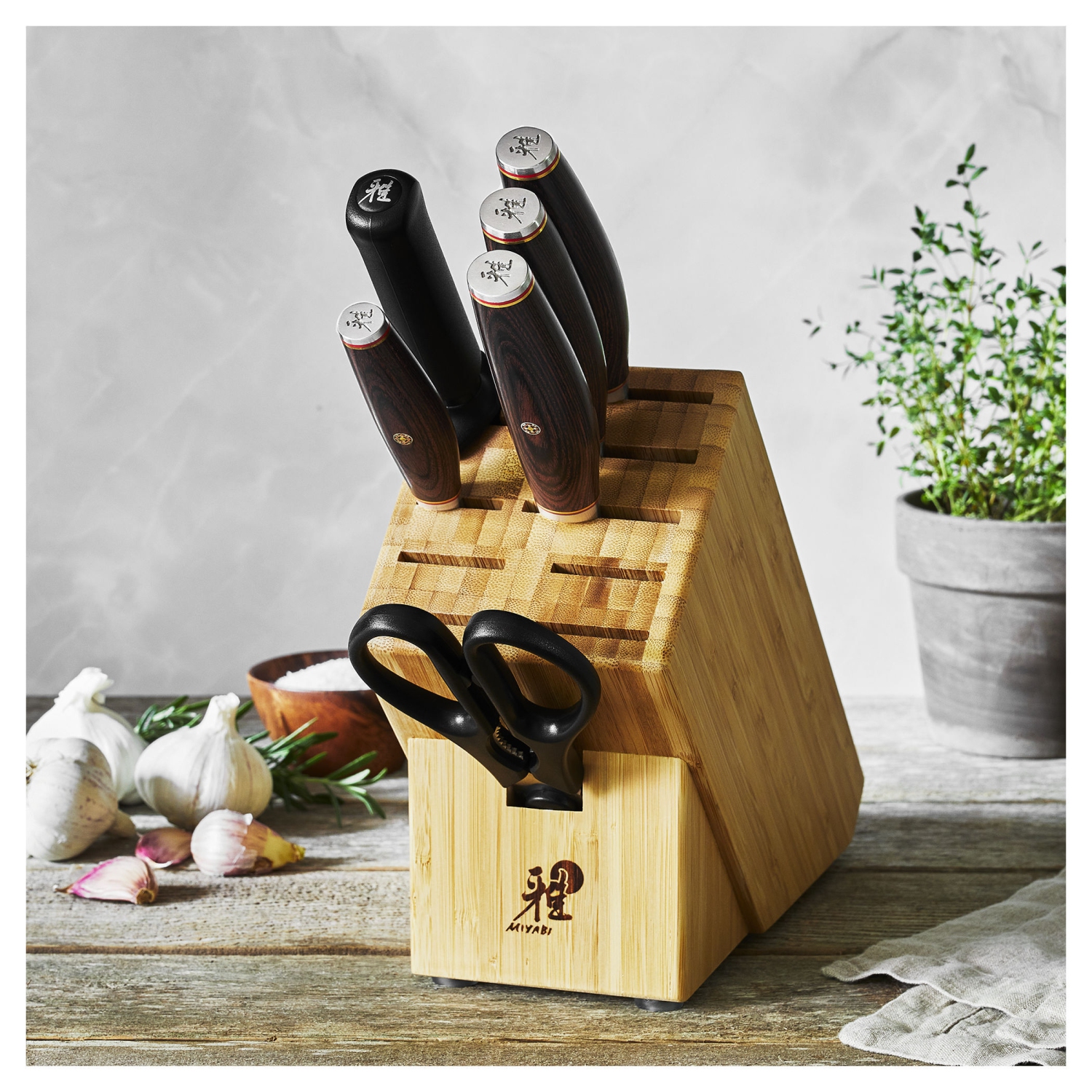 MIYABI 6000 MCT 7 Piece Knife Block Set, Nature