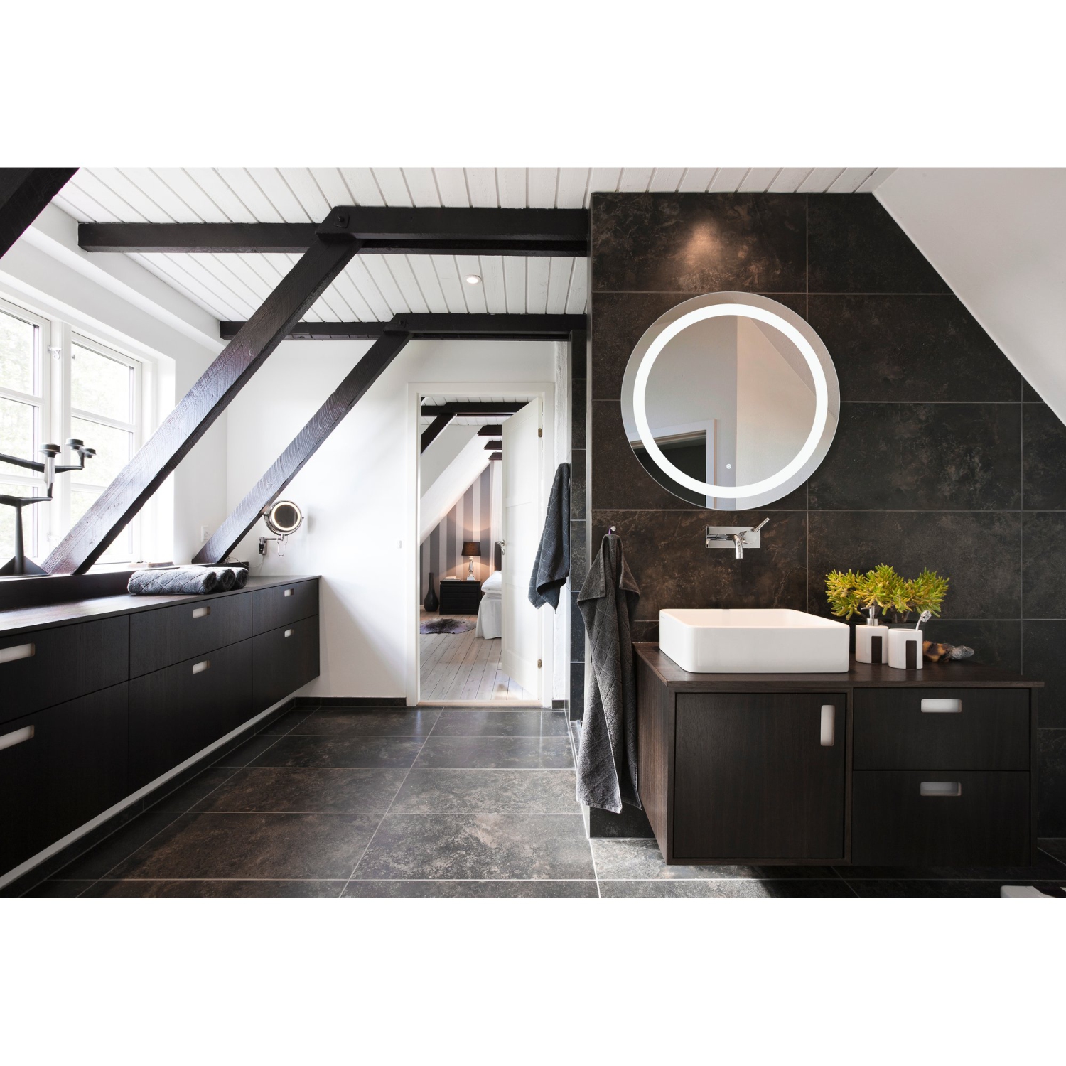 WarmlyYours, LED Mirror, Frosted, Wall-mounted Round, Frosted, Touch Controls, 27.5"