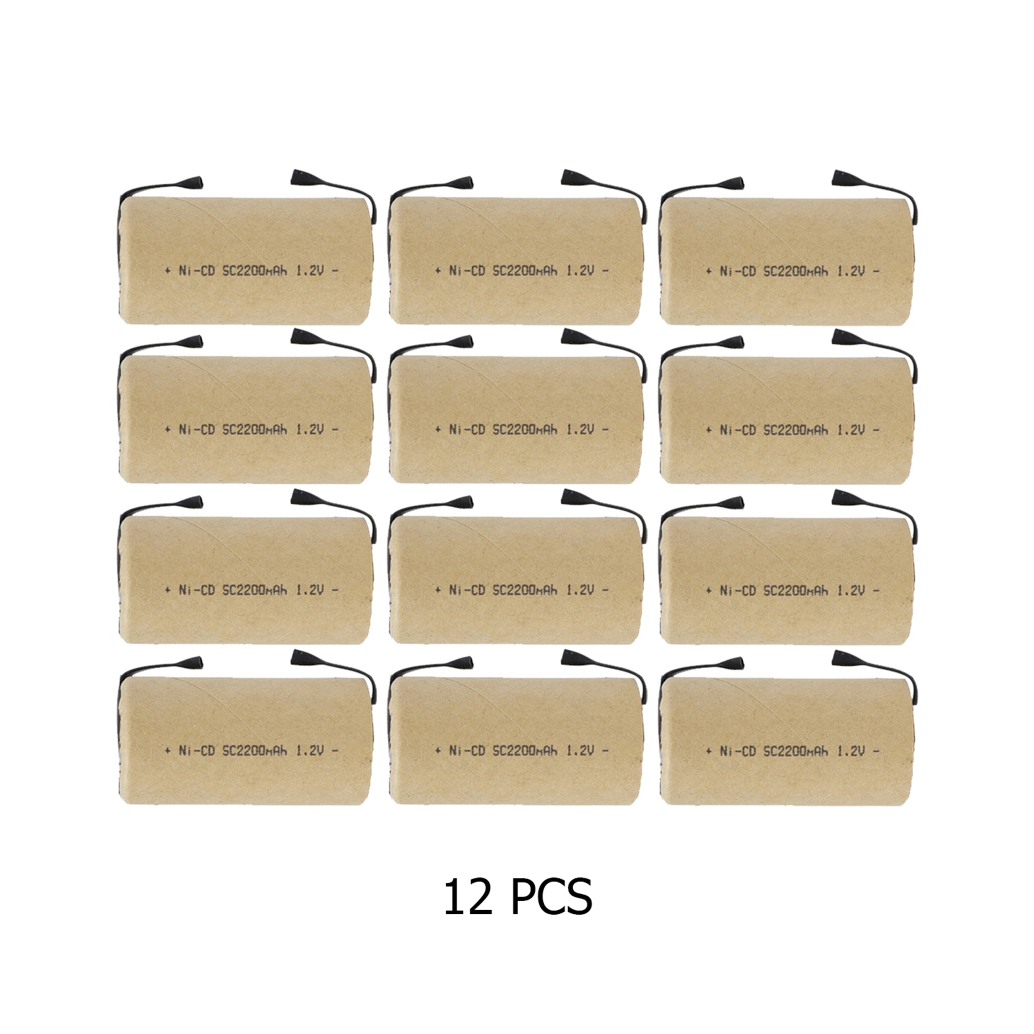 Piles sous C 2200&nbsp;mAh emballées dans du papier NiCd avec languettes