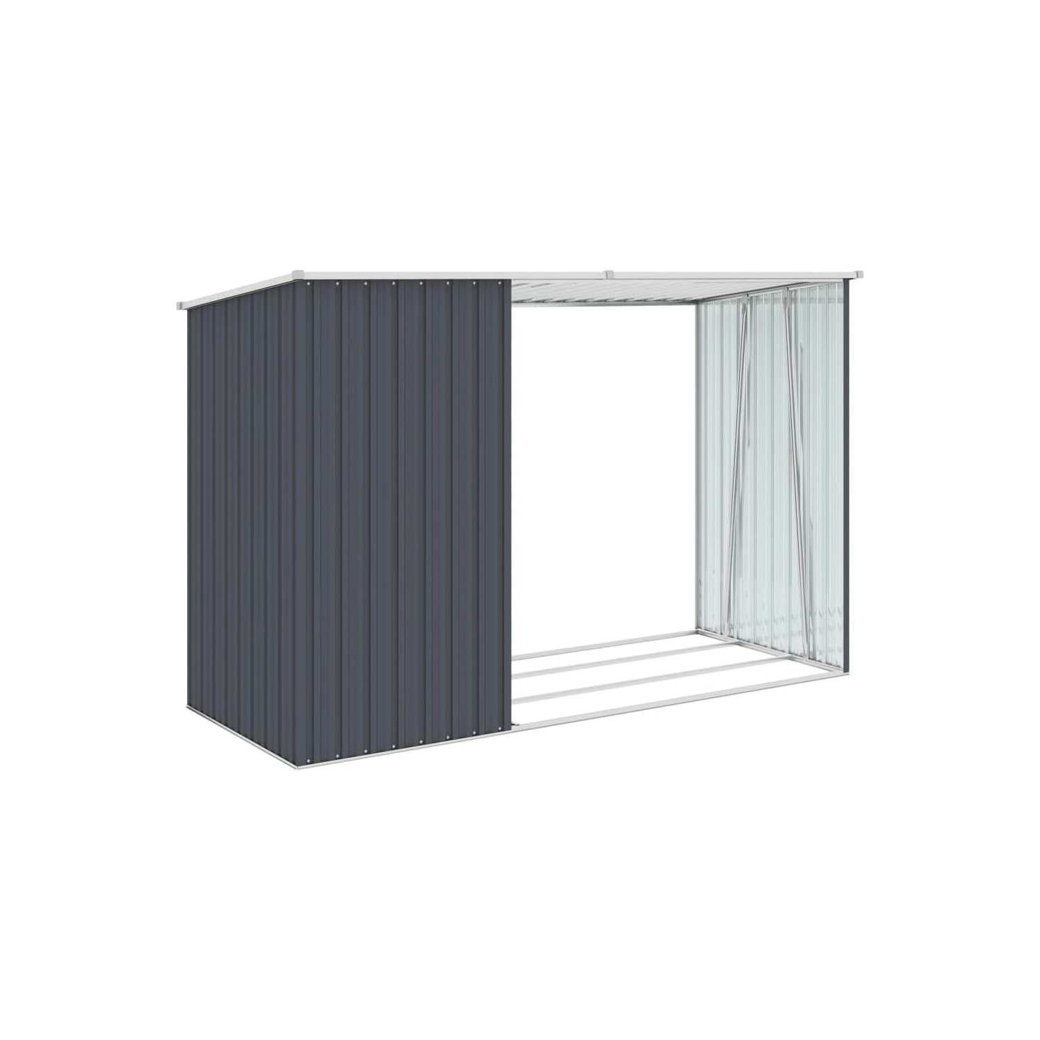 Remise en bois de feu de jardin, anthracite, 96,5 x x38,6 x x62,6 po, acier galvanisé, rangement extérieur, conception moderne, résistant aux