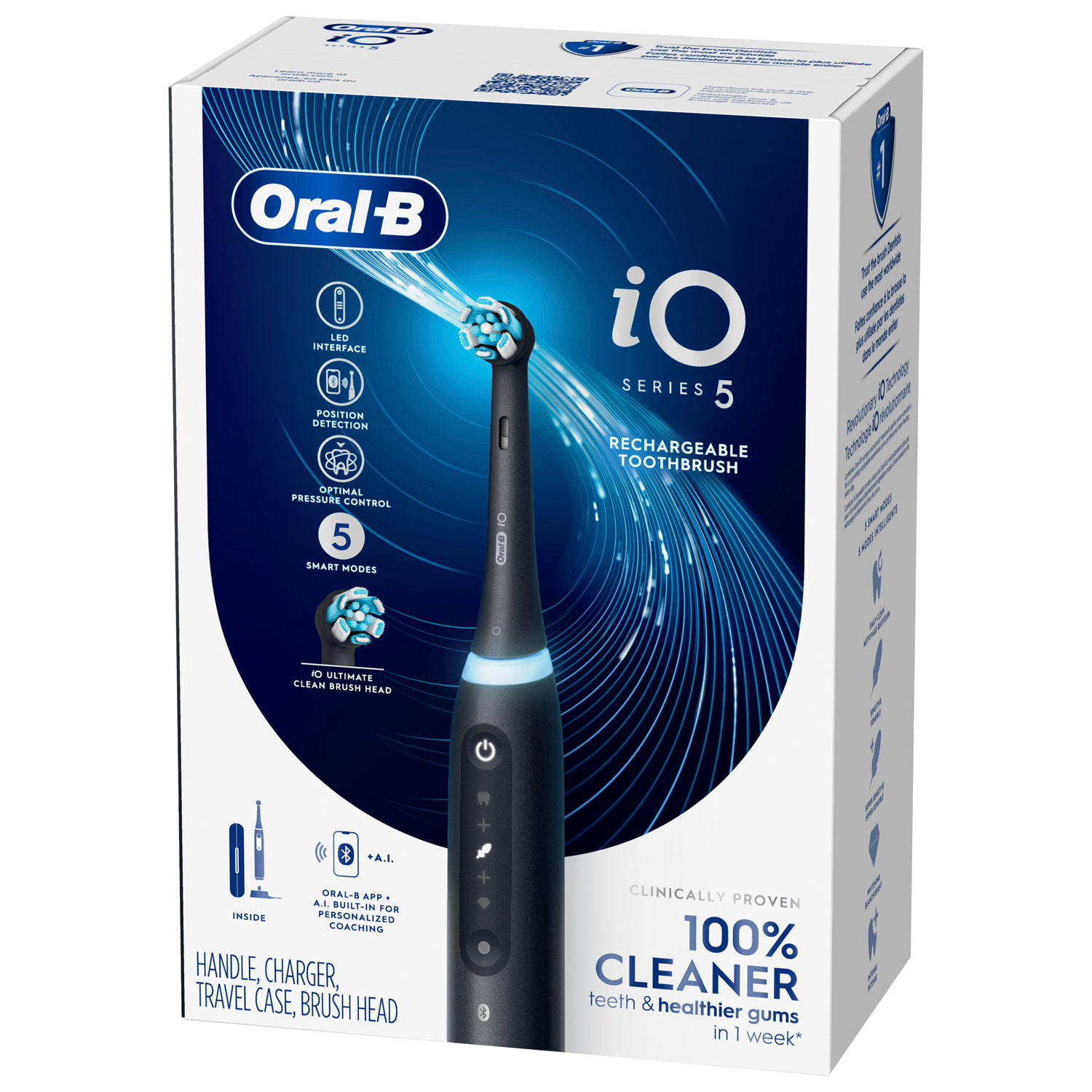 Brosse à dents électrique rechargeable iO de série 5 d'Oral-B - Noir