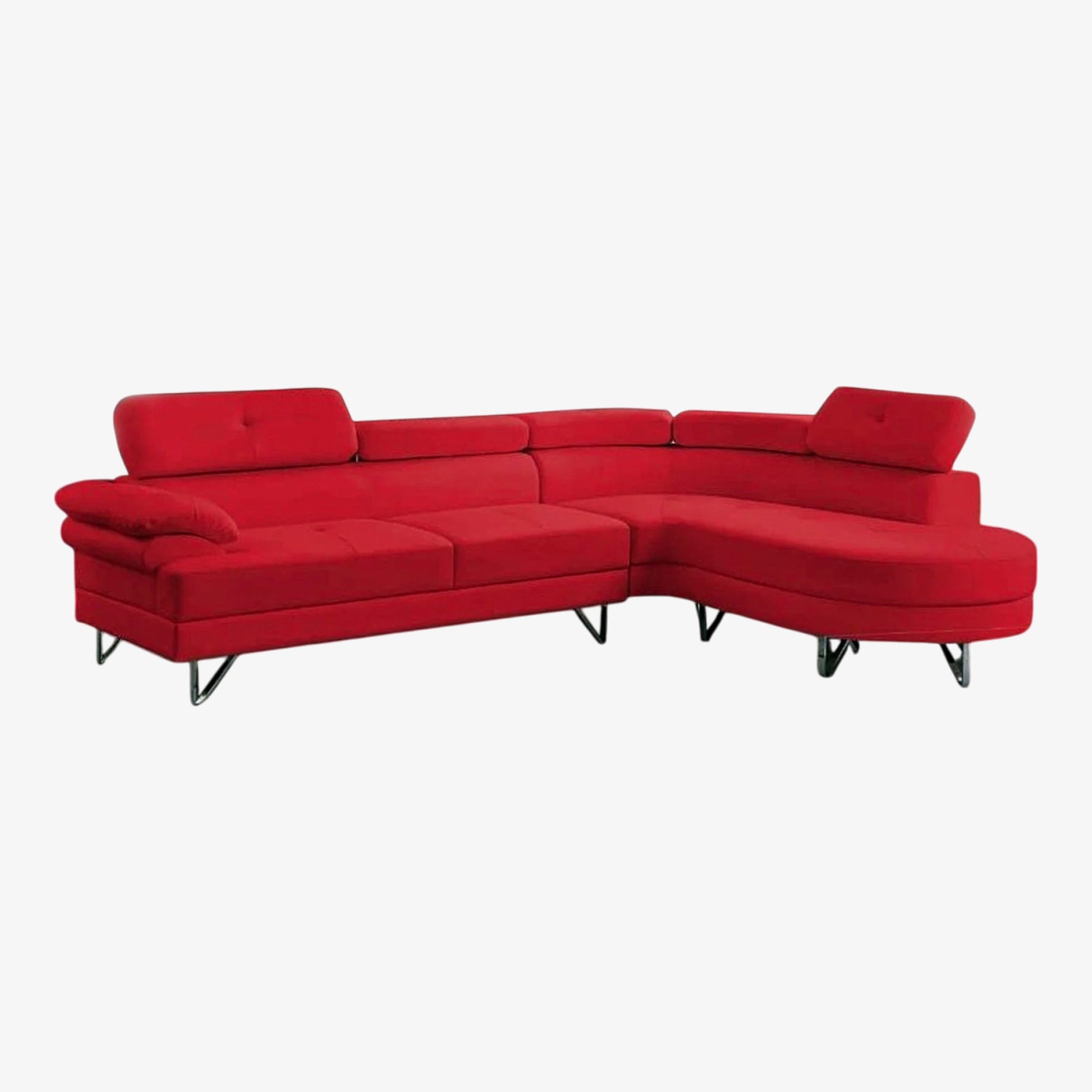 Cosmic Homes Wisla Sectional Sofa With Faux Leather Upholstery & RHF Chaise - Captivating Red