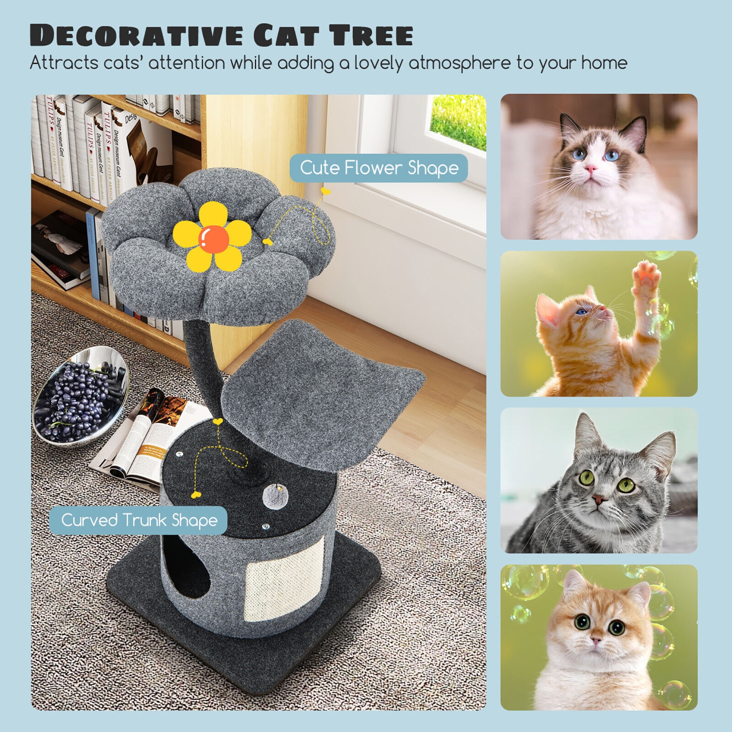 Gymax 35'' Cat Tree Tower 3-Layer Activity Center w/ Sisal Scratching Board & 2 Perches