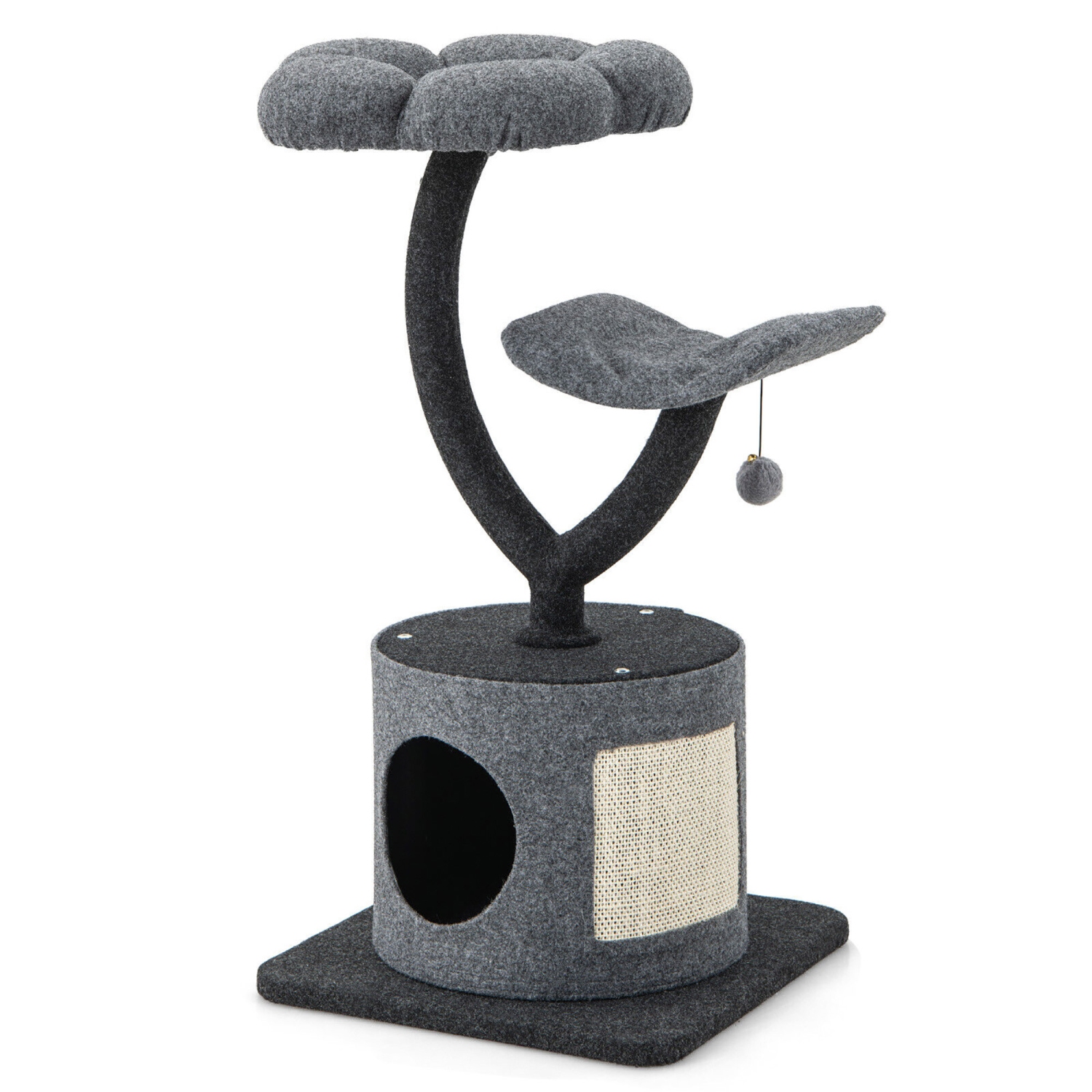 Gymax 35'' Cat Tree Tower 3-Layer Activity Center w/ Sisal Scratching Board & 2 Perches