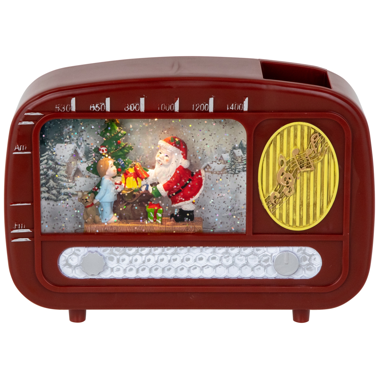 LED Lighted "Santa Sighting" Retro Radio Christmas Snow Globe - 8.75"