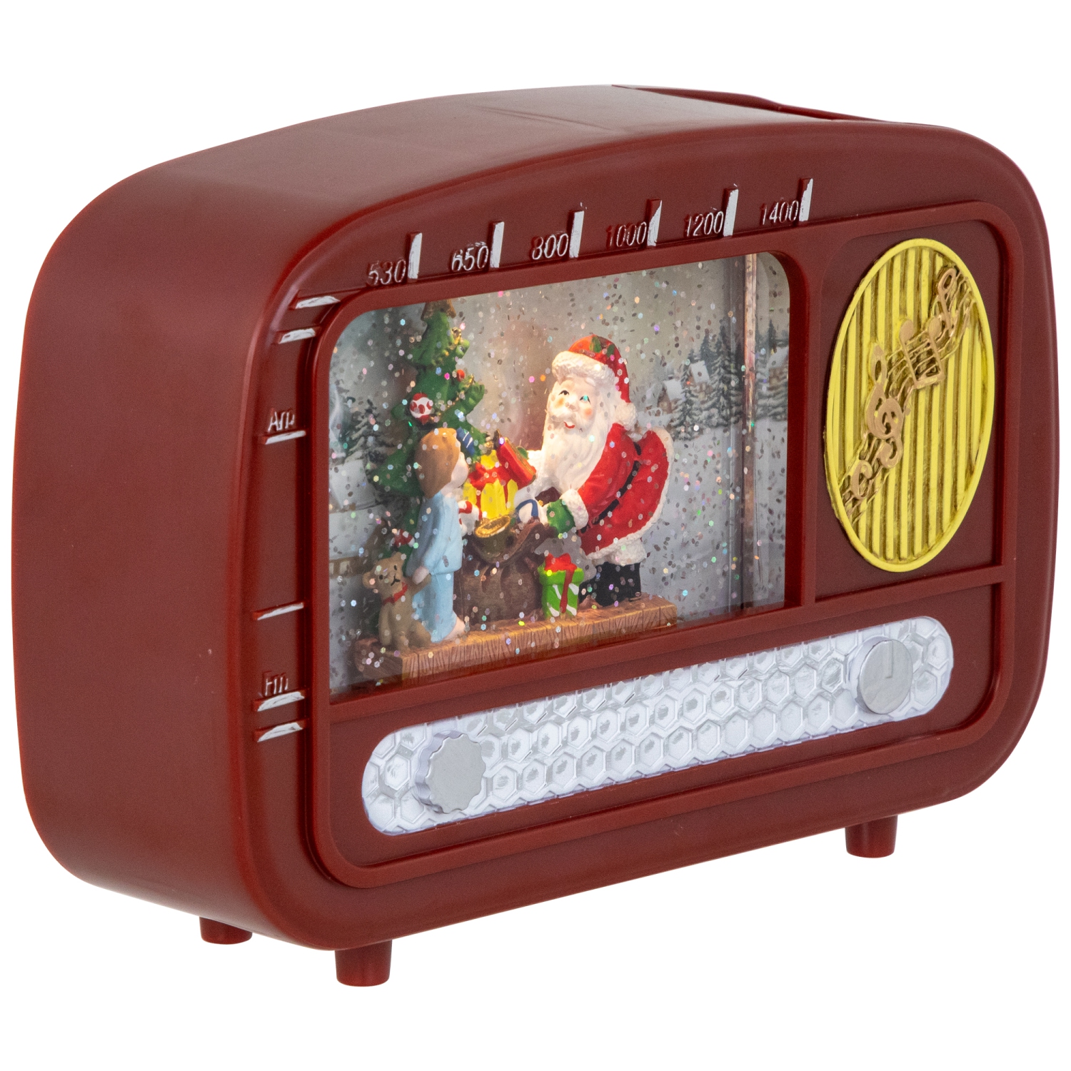 LED Lighted "Santa Sighting" Retro Radio Christmas Snow Globe - 8.75"