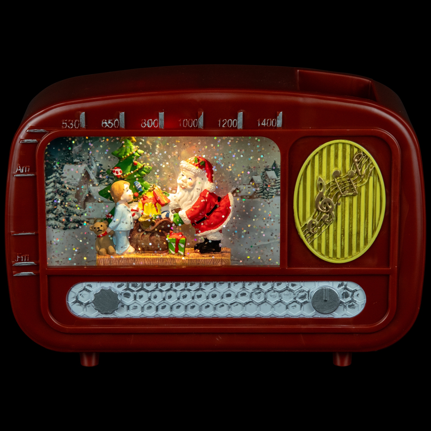 LED Lighted "Santa Sighting" Retro Radio Christmas Snow Globe - 8.75"