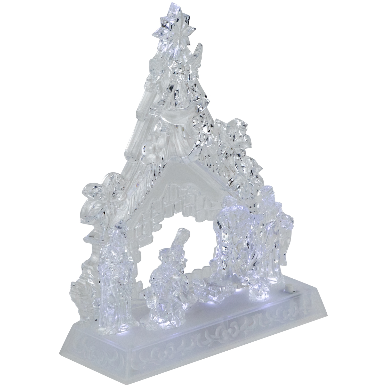 LED Lighted Nativity Scene in Stable Acrylic Christmas Decoration - 10.75"