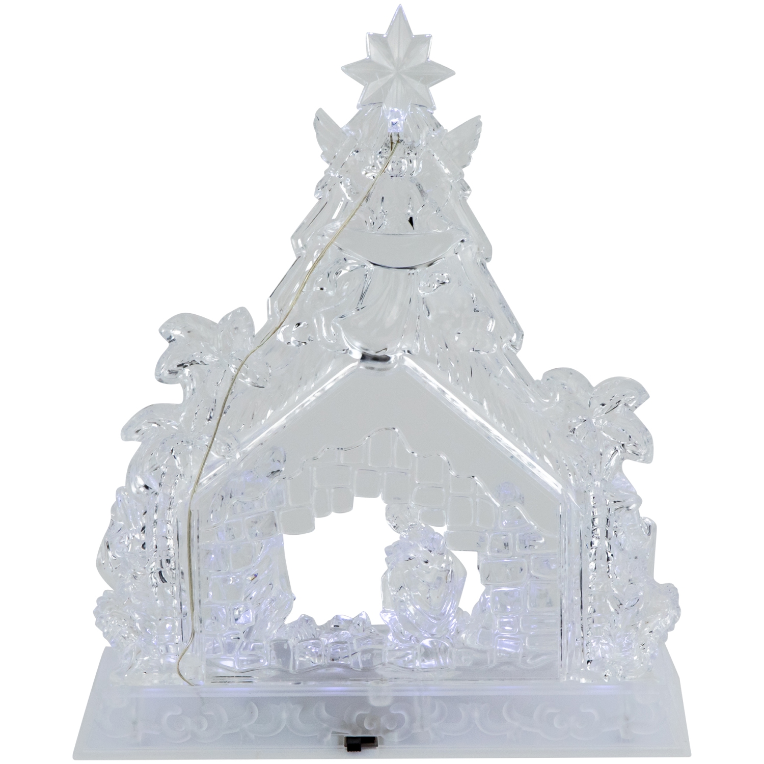 LED Lighted Nativity Scene in Stable Acrylic Christmas Decoration - 10.75"
