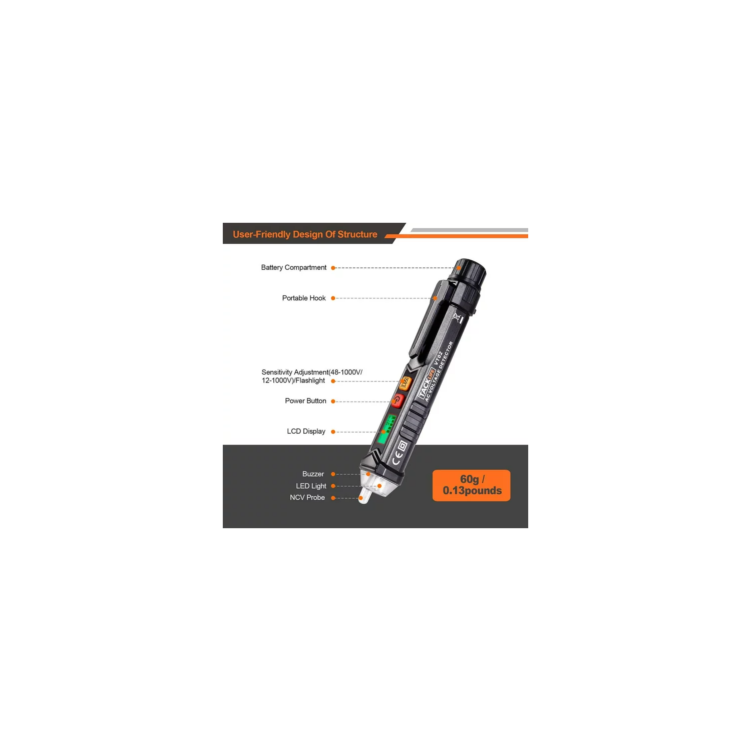 TACKLIFE VT02 Lassers & Levels – Testeur de tension CA/stylo testeur de  tension sans contact