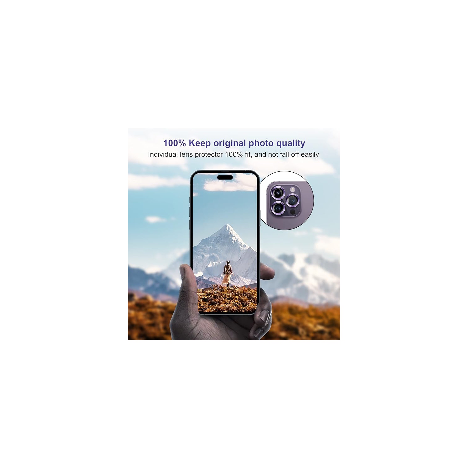 XCRS Camera Lens Ring Protection Tempered Glass, Anti Scratch, Individual Camera Ring for Apple iPhone 14 Pro Max