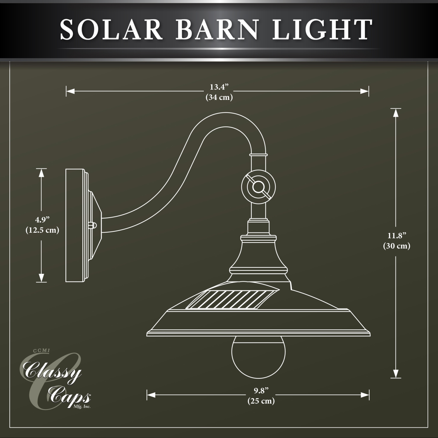 Classy Caps Dark Bronze Solar Barn Light
