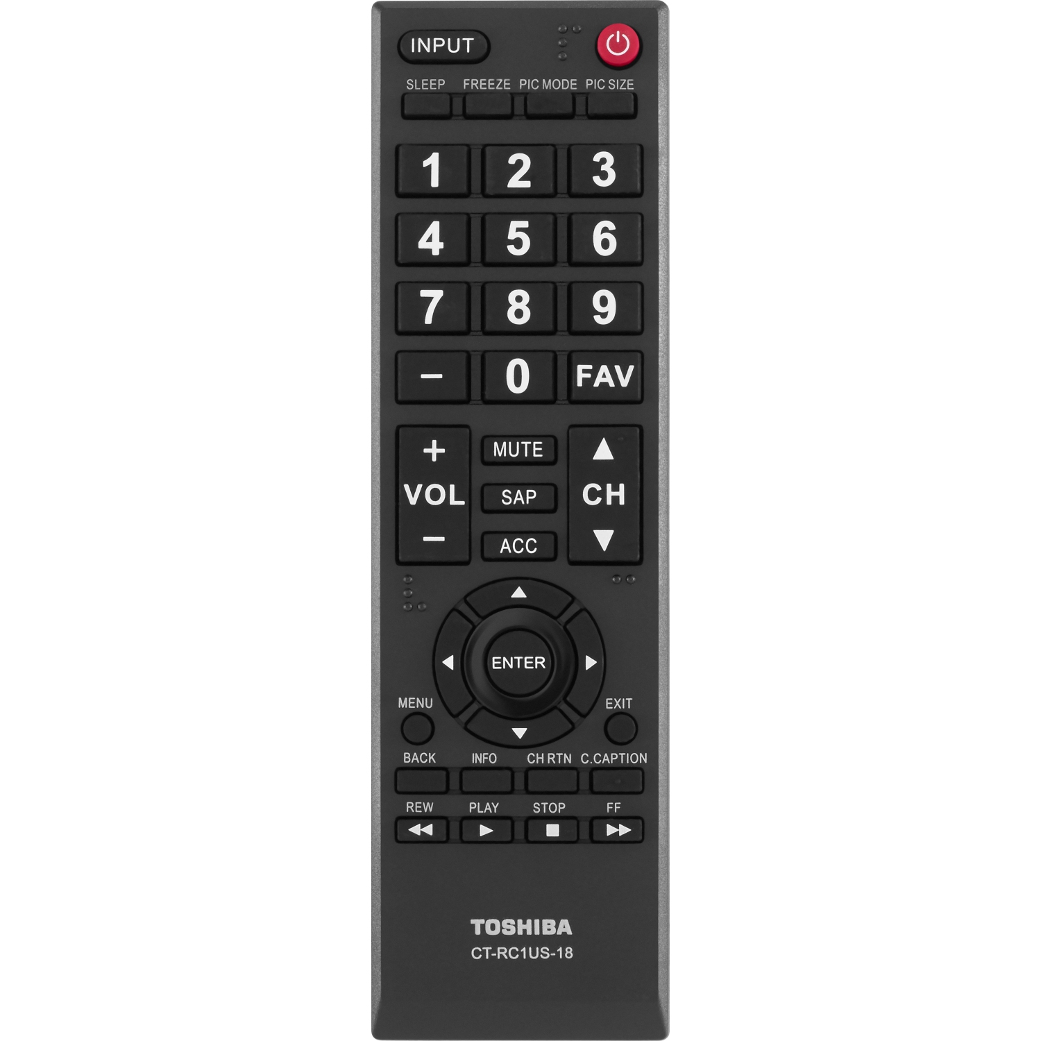 Remis à neuf Télécommande Toshiba CT-RC1US-18 pour Toshiba TV 32L220U19 32L310U18 49L510U18 55L510U18