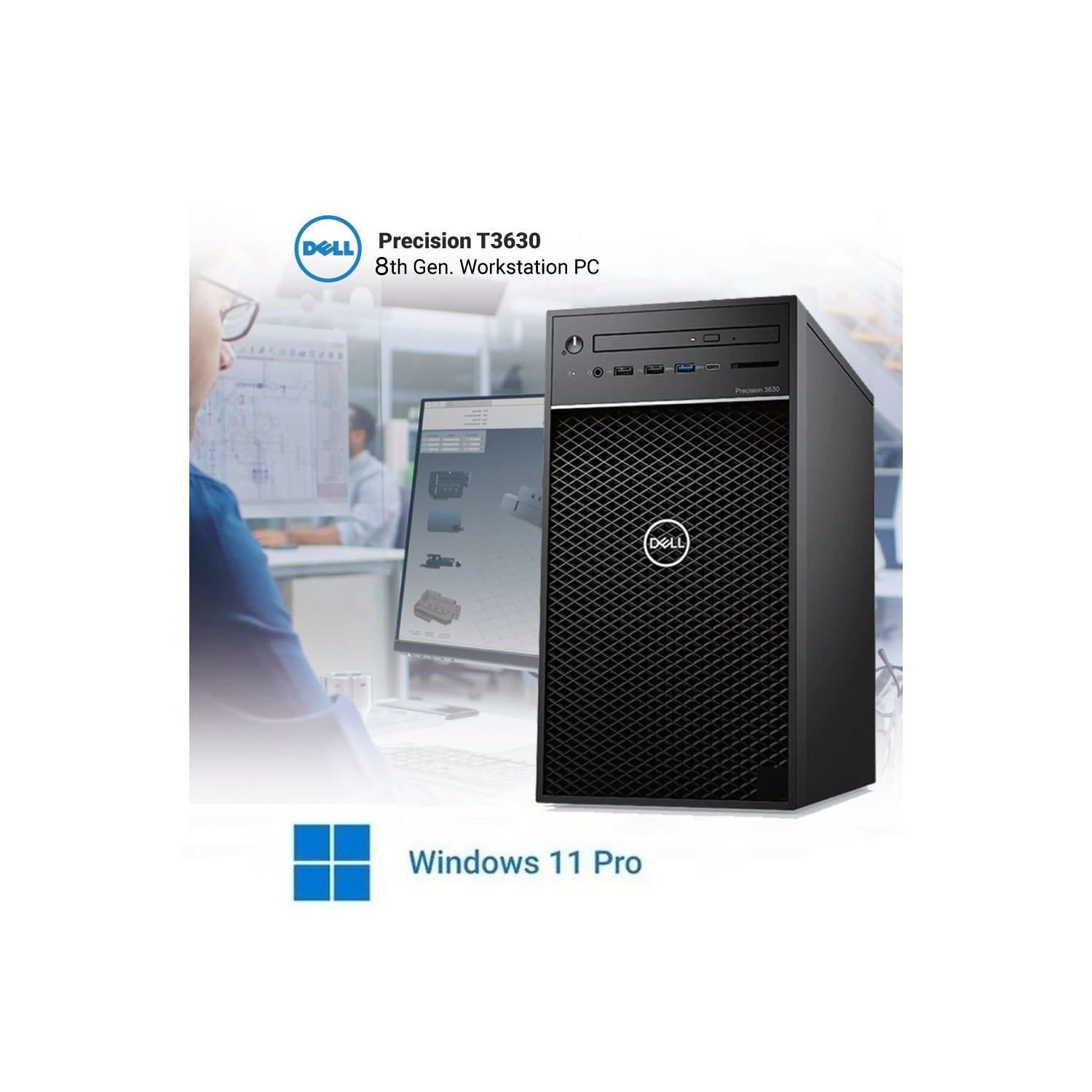 Refurbished Dell i7 Precision 3630 i7-8700 Mintower PC(Fast 3.20Ghz@4.60Ghz Intel i7/32.0GB Ram/500.0GB SSD/Nvidia Quadro P620 4K Quad/Windows 11 Pro)