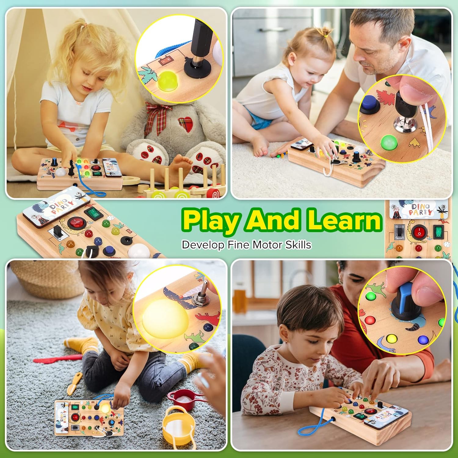 TOOKYLAND Wooden Busy Board for Toddlers, Montessori Activity Board Sensory  Toys, Fine Motor Skills Travel Toy, Preschool Learning Activities for Boys