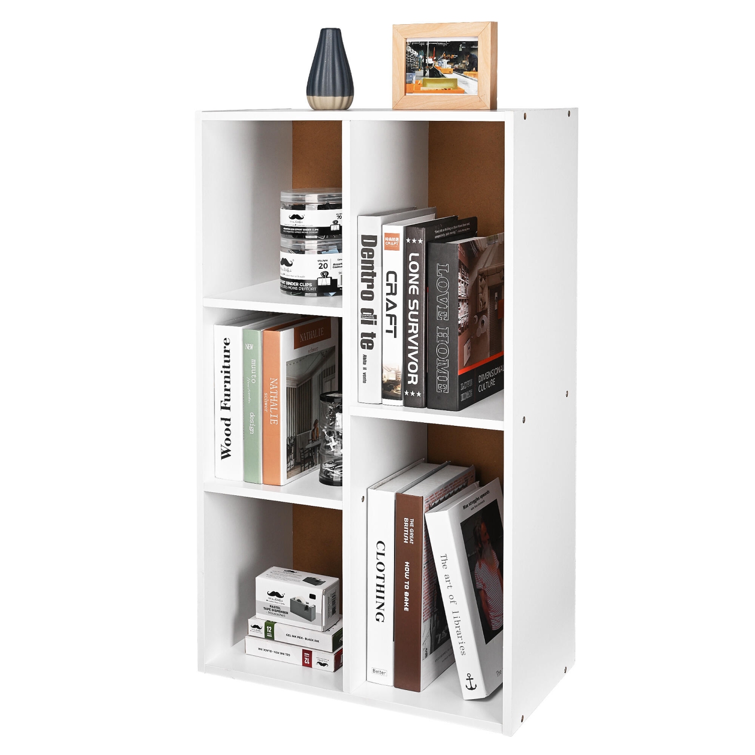 Bibliothèque à 5 cubes avec tablette ouverte blanche, élégante et fonctionnelle rangement pour livres pour le salon et la chambre à coucher