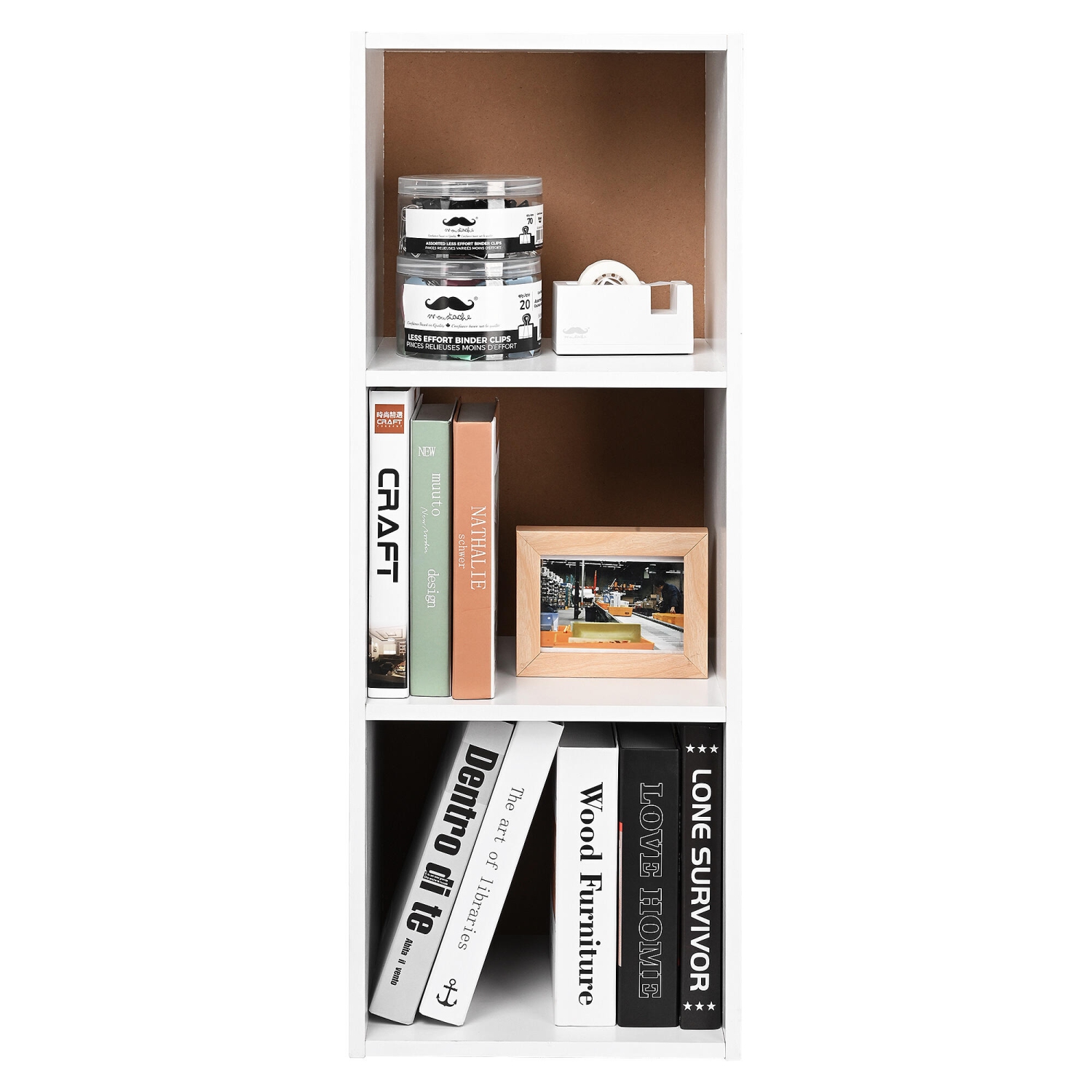 Bibliothèque à 3 tablettes ouvertes pour la maison et le bureau, rangement élégant et fonctionnel pour étagère et rangement pour livres