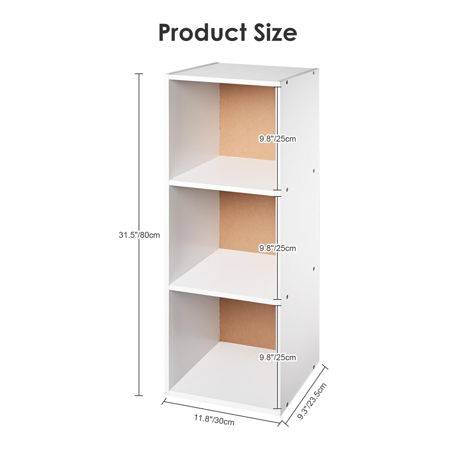 Bibliothèque à 3 tablettes ouvertes pour la maison et le bureau, rangement élégant et fonctionnel pour étagère et rangement pour livres
