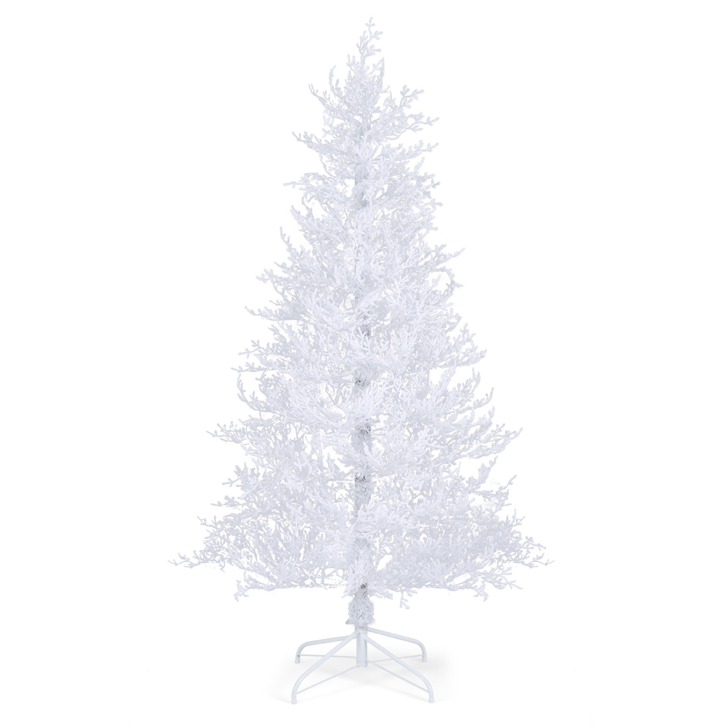 Costway 6 FT Pre-Lit Christmas Tree Snow Flocked Hinged 11 Lighting Modes with 300 Lights