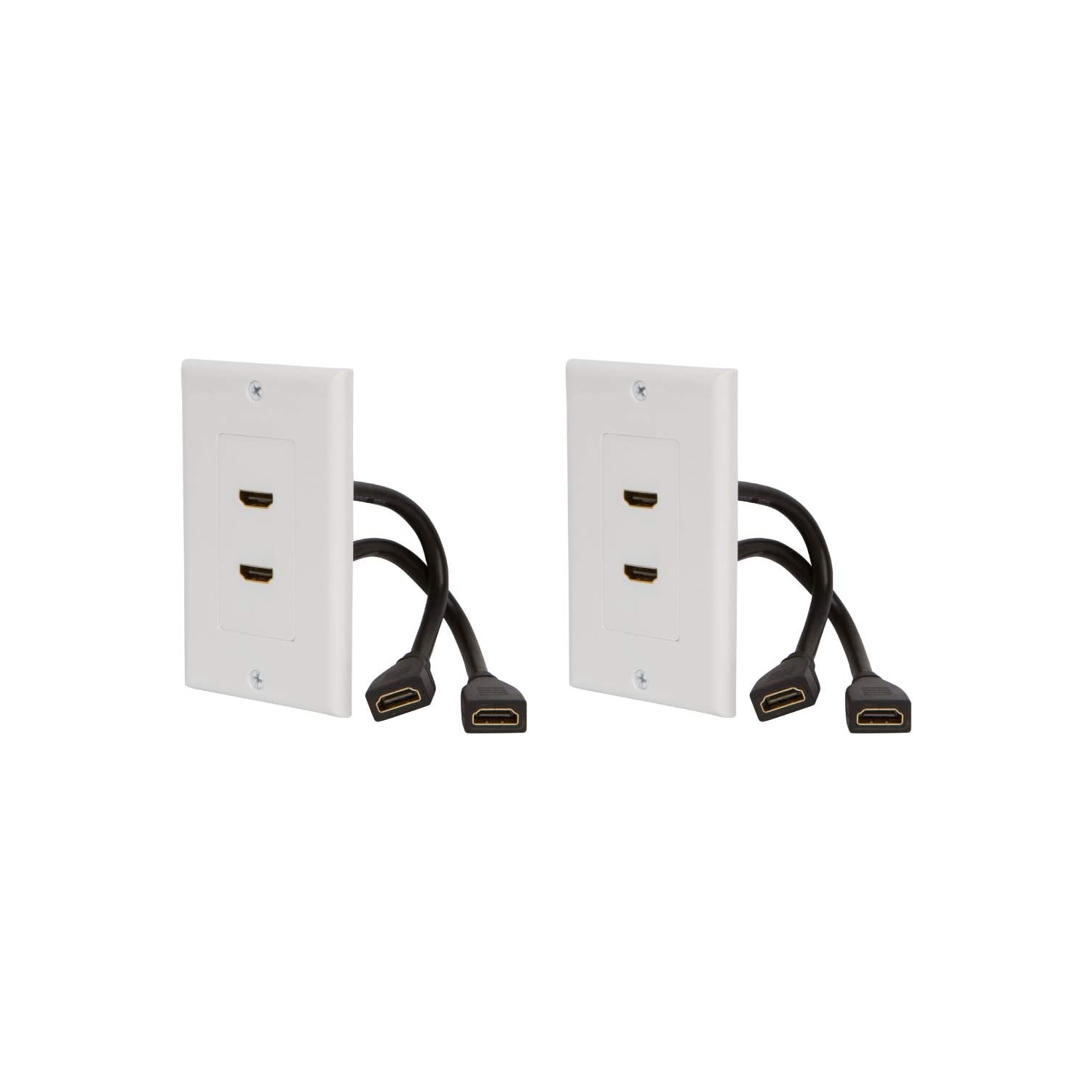 Plaque murale HDMI [UL listed]; Câble HDMI haute vitesse flexible intégré de 6 po avec Ethernet