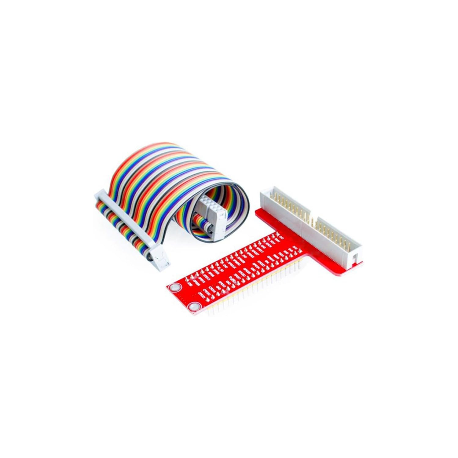 T Type RPi GPIO Breakout Expansion Board + Assembled T Type GPIO Adapter + 20cm FC40 40pin Flat Ribbon Cable