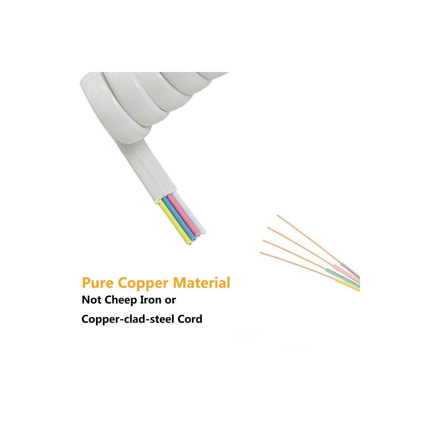 Câble de combiné de téléphone, câble spiralé de 1,2 à 10 pi, câble de combiné de téléphone sans fil spiralé