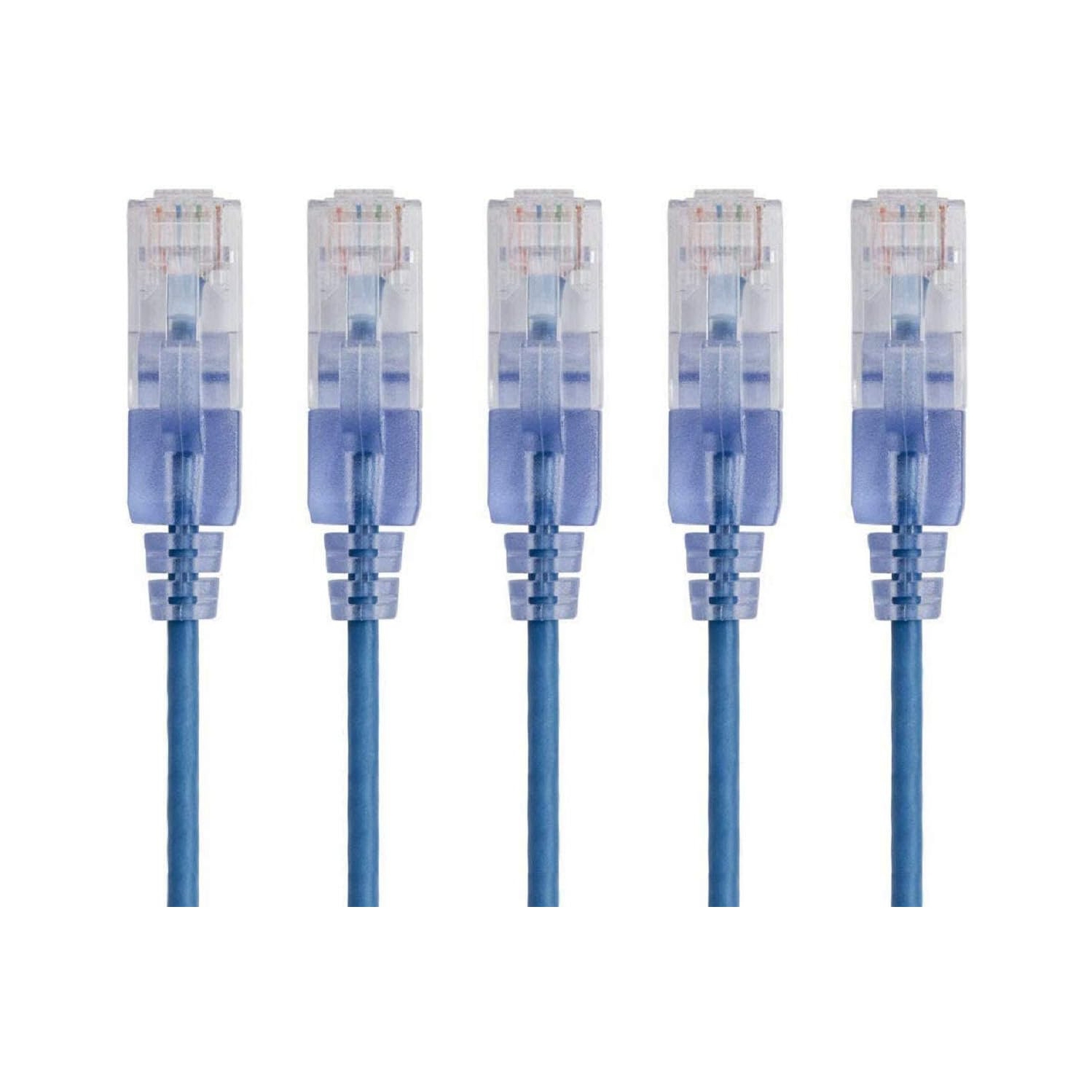 Cat6A Ethernet Network Patch Cable - 30 Feet - Blue | 5-Pack, 10G - SlimRun Series (133215)