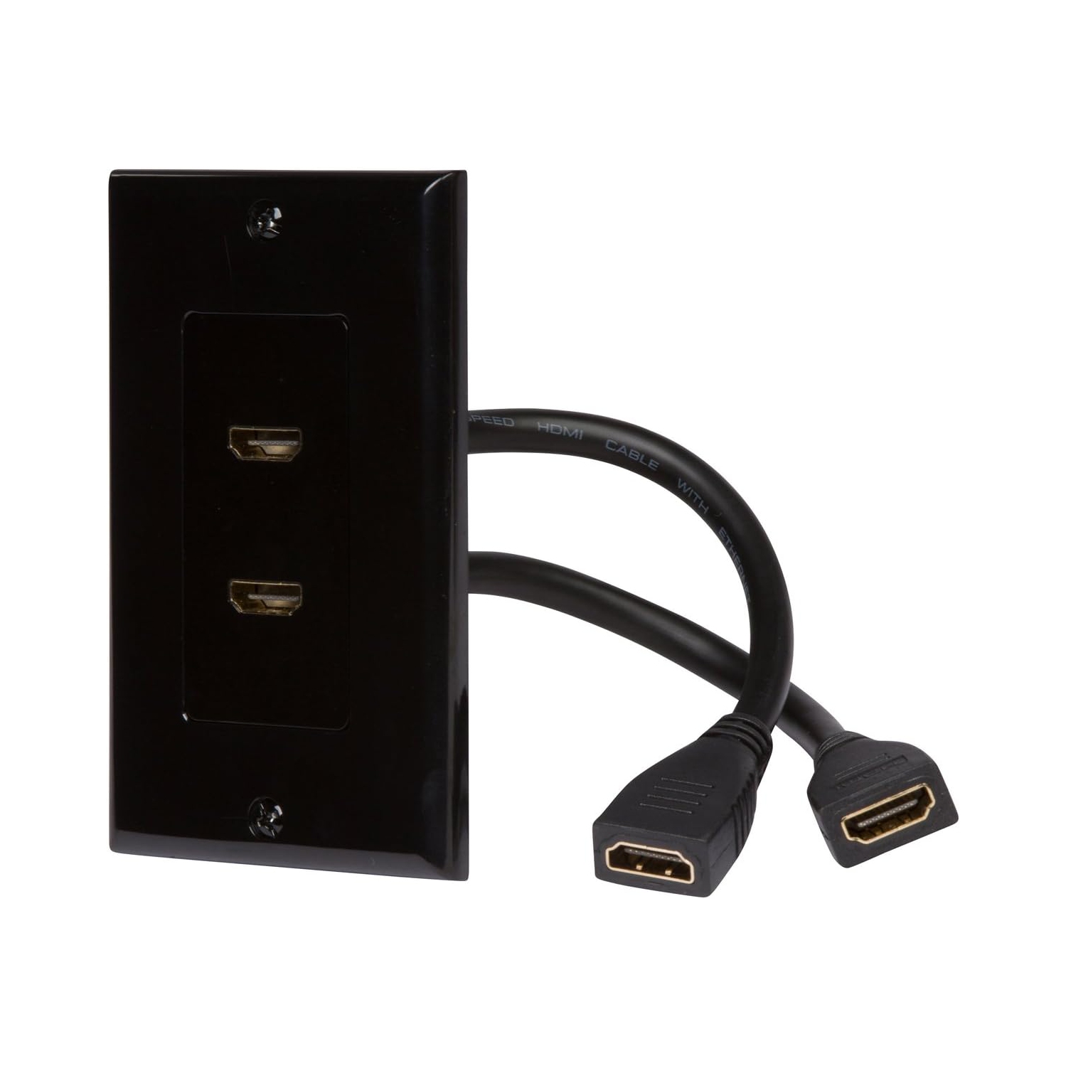 Plaque murale HDMI [UL listed]; Câble HDMI haute vitesse flexible intégré de 6 po avec Ethernet