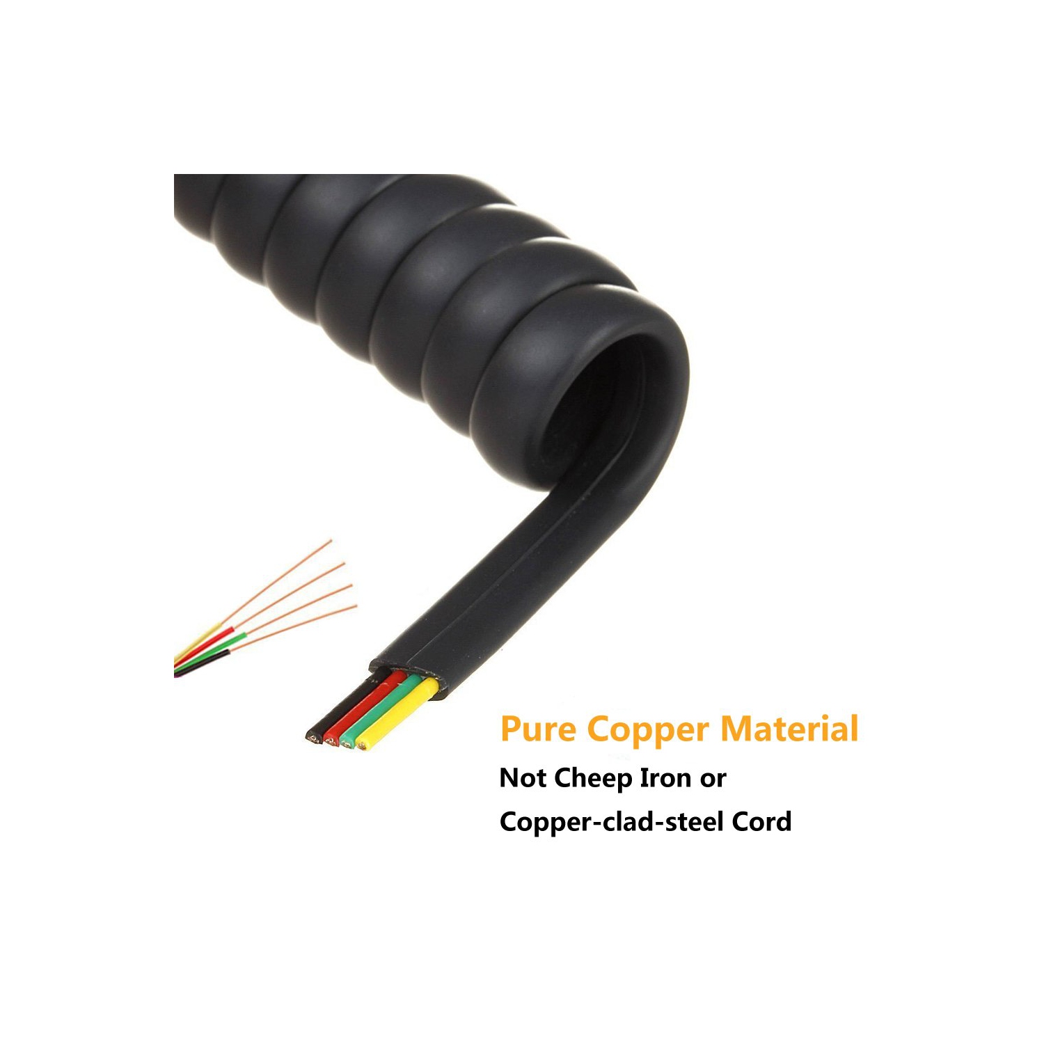 Câble de combiné de téléphone, câble spiralé de 1,56 à 13 pi, câble de combiné de téléphone sans fil spiralé