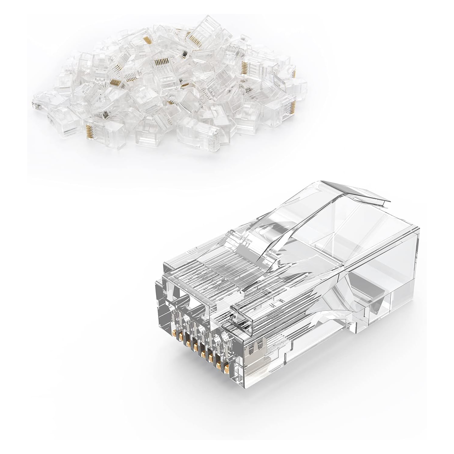 Paquet de 50 connecteurs Cat6 RJ45, Cat6 RJ45 extrémités 8P8C UTP pour câble toronné CAT5 CAT5E CAT6