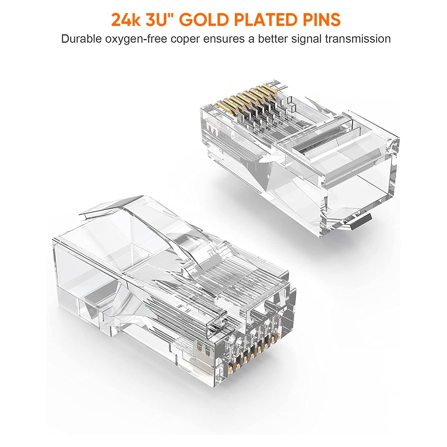 Paquet de 50 connecteurs Cat6 RJ45, Cat6 RJ45 extrémités 8P8C UTP pour câble toronné CAT5 CAT5E CAT6