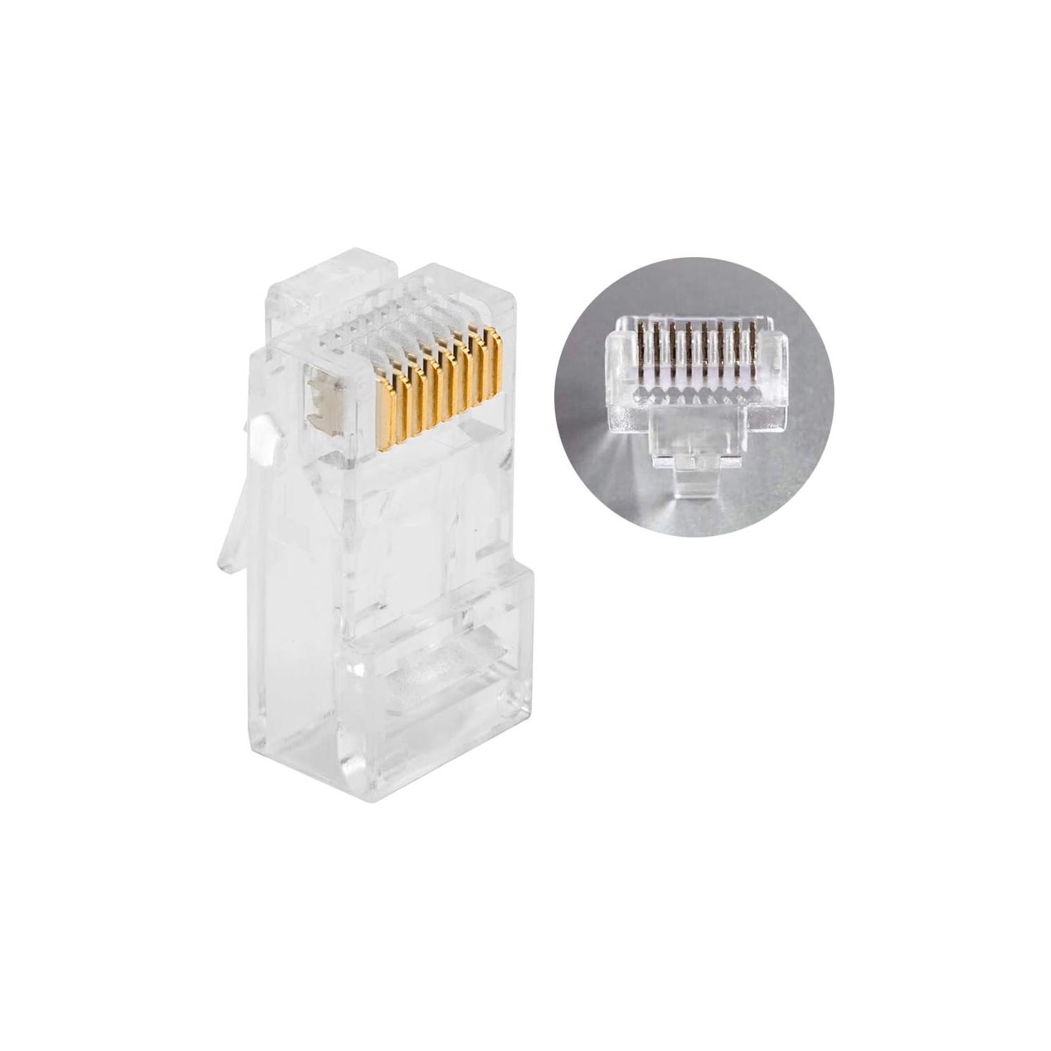 Connecteur Ethernet CAT6 à connecteur RJ45 connecteurs passe-fil à travers le câble réseau plaqué or 100pcs mm option : 50pcs/boîte, 100pcs/boîte