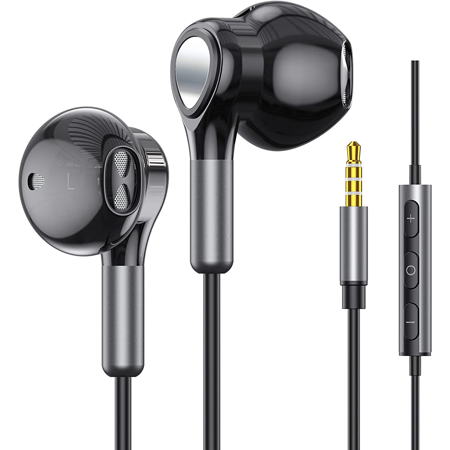 Wired Headphones with Microphone, 3.5mm Wired Earbuds HiFi Stereo Earphones in-Ear Headphones with Mic Built-in Volume