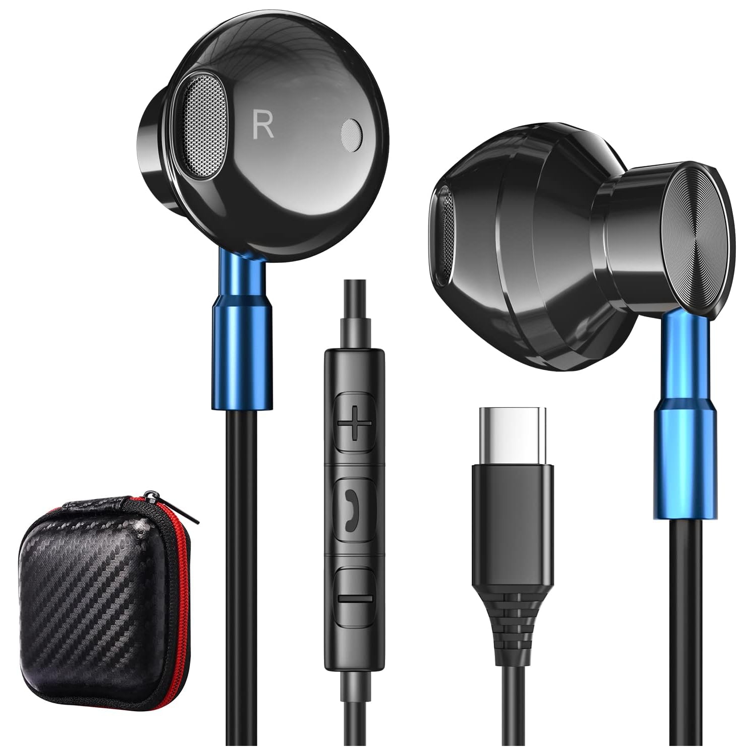 Casque USB C in-Ear avec microphone écouteurs USB C pour Samsung Galaxy S22  Ultra S21 S20 FE A53, casque avec fil contrôle du volume HiFi stéréo pour