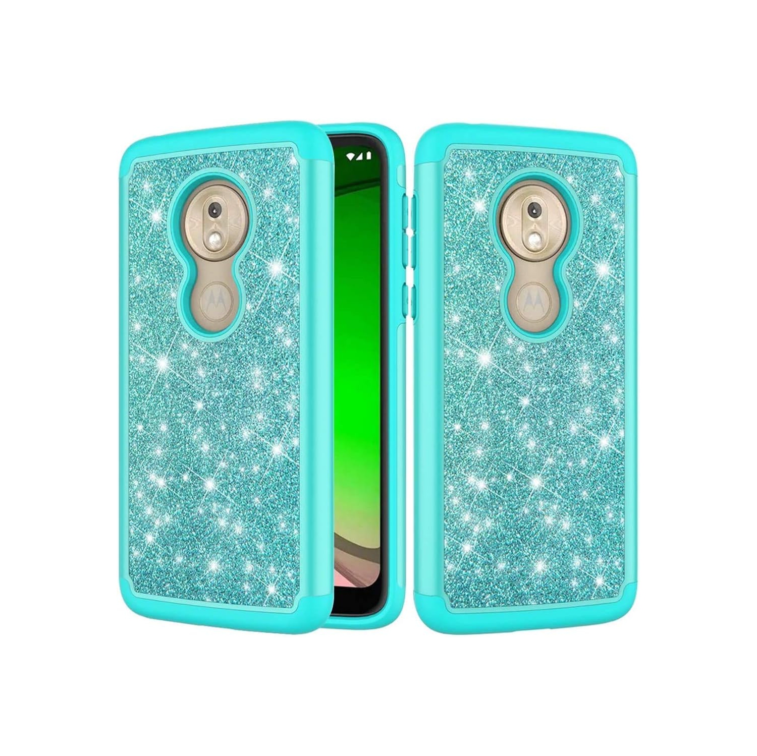Moto G7 Play Case, Moto G7 Optimo Case for Girls, Glitter Bling Sparkle Defender Heavy Duty Phone Cover Cases
